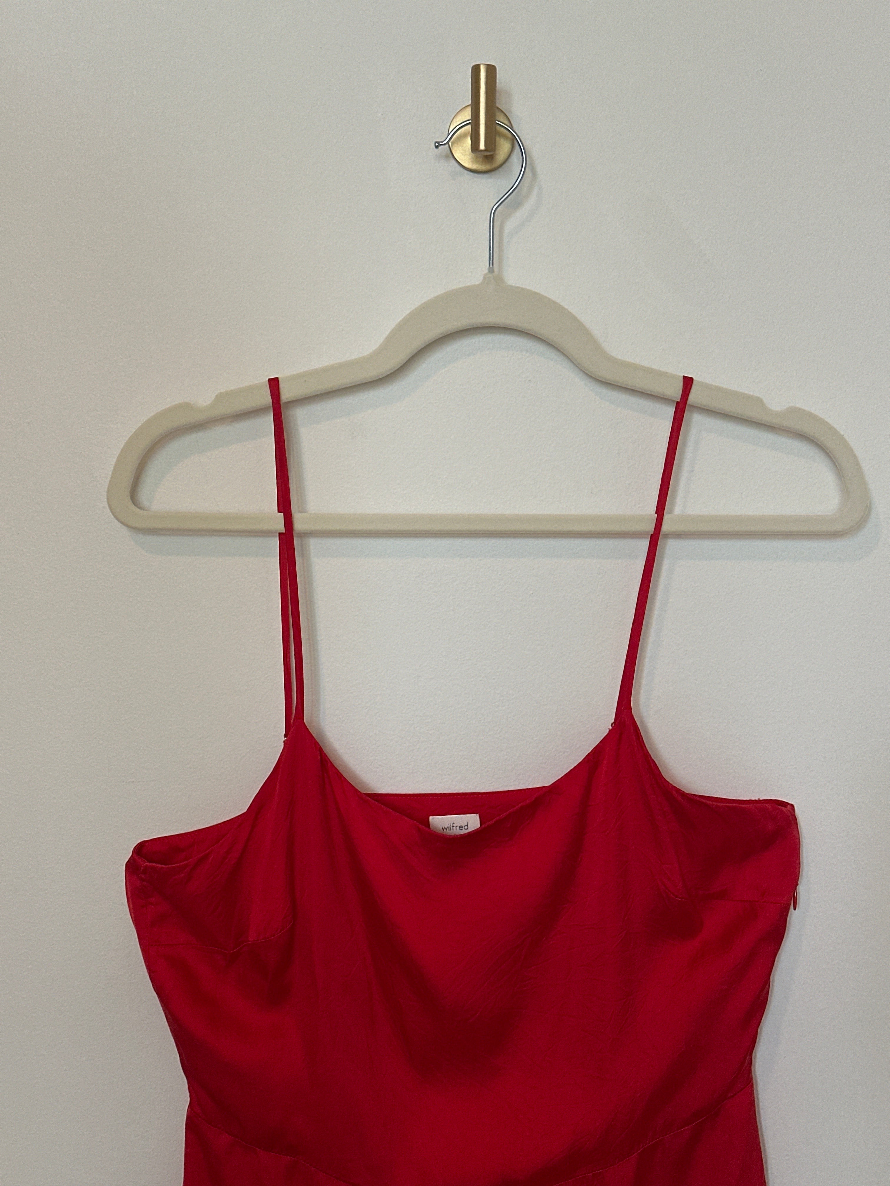 Wilfred Scoop Neck Small Little Red Silky Mini Dress