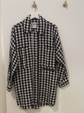 ZARA Mid Length Black and White Houndstooth Coat