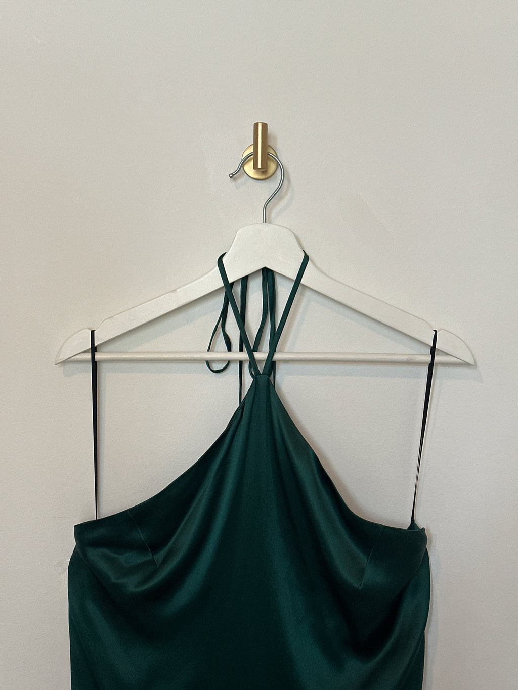 Reformation Dark Emerald Halter Dress Medium