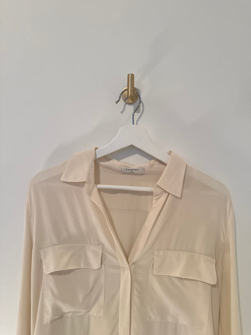 BABATON Cream Long Sleeve Silk Blouse Small