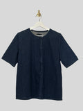 COS Dark Denim Short Sleeved Top Front Placket Zip Closure