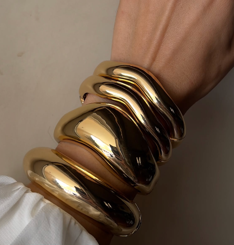 Jewelry Editorial Hinge Bracelets 14K Gold PVD- Recycled : Yellow Gold / Breeze