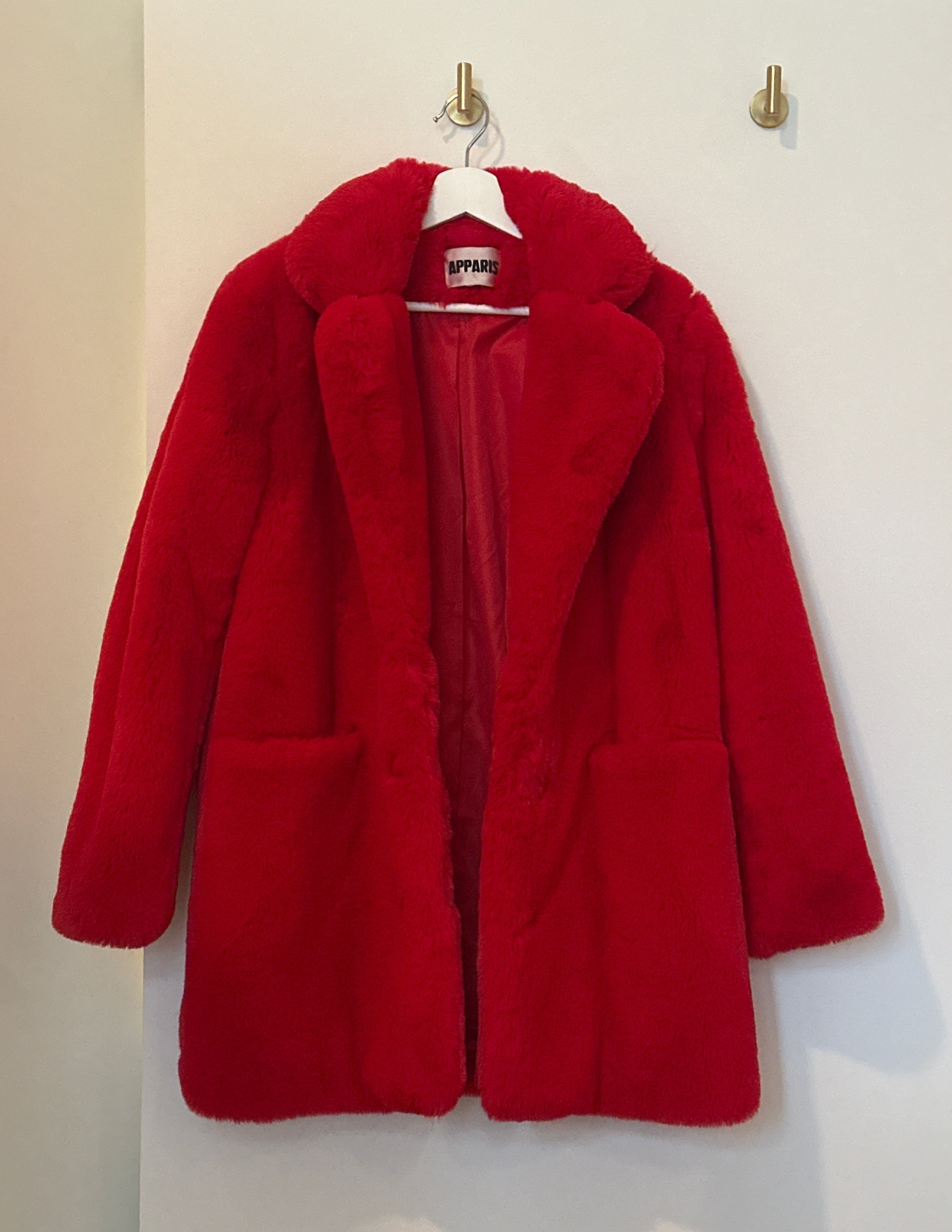 APPARIS Faux Fur Red Coat Small