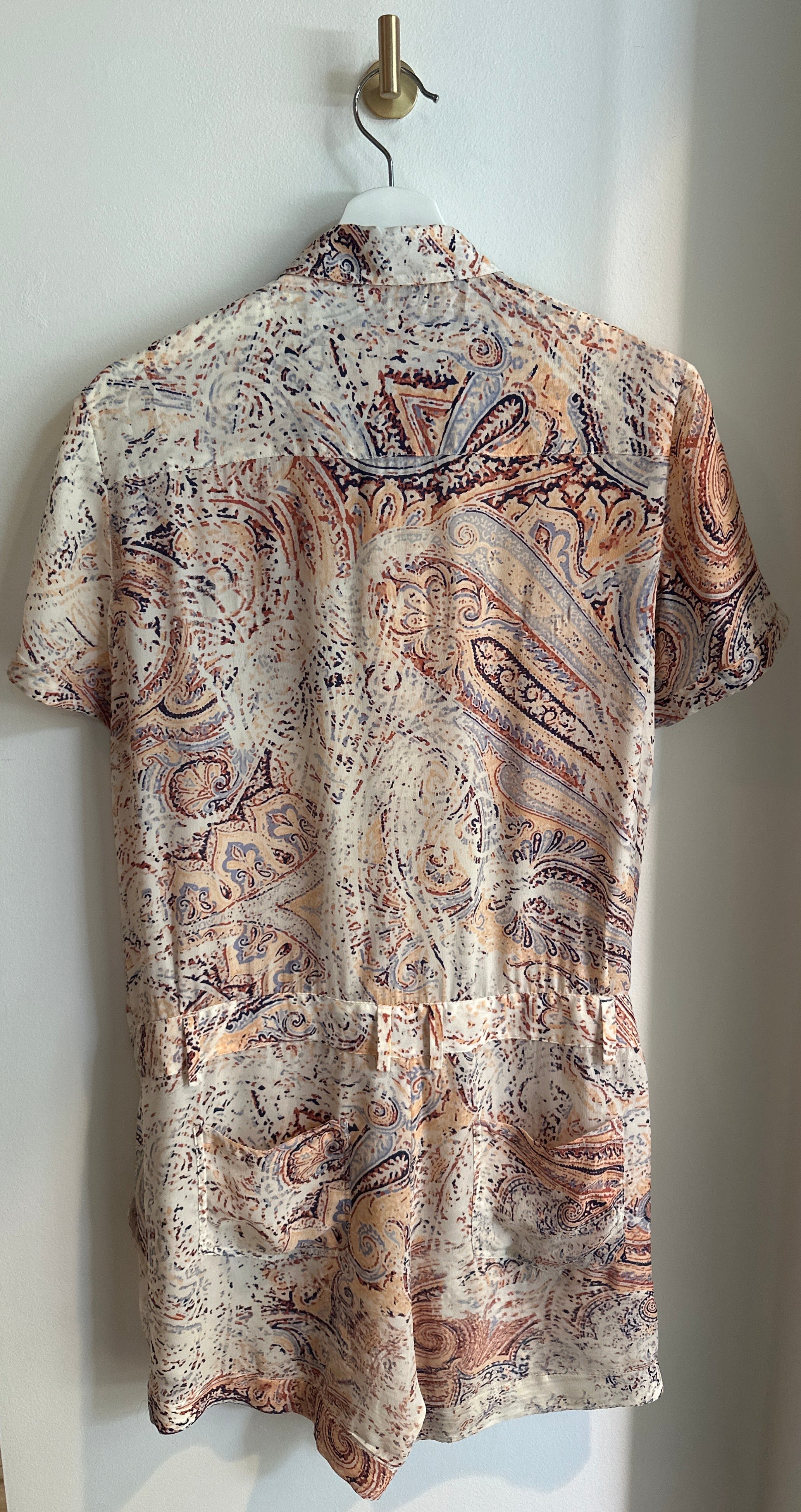 Massimo Dutti 100% Mulberry Silk Paisley Romper | Size 6