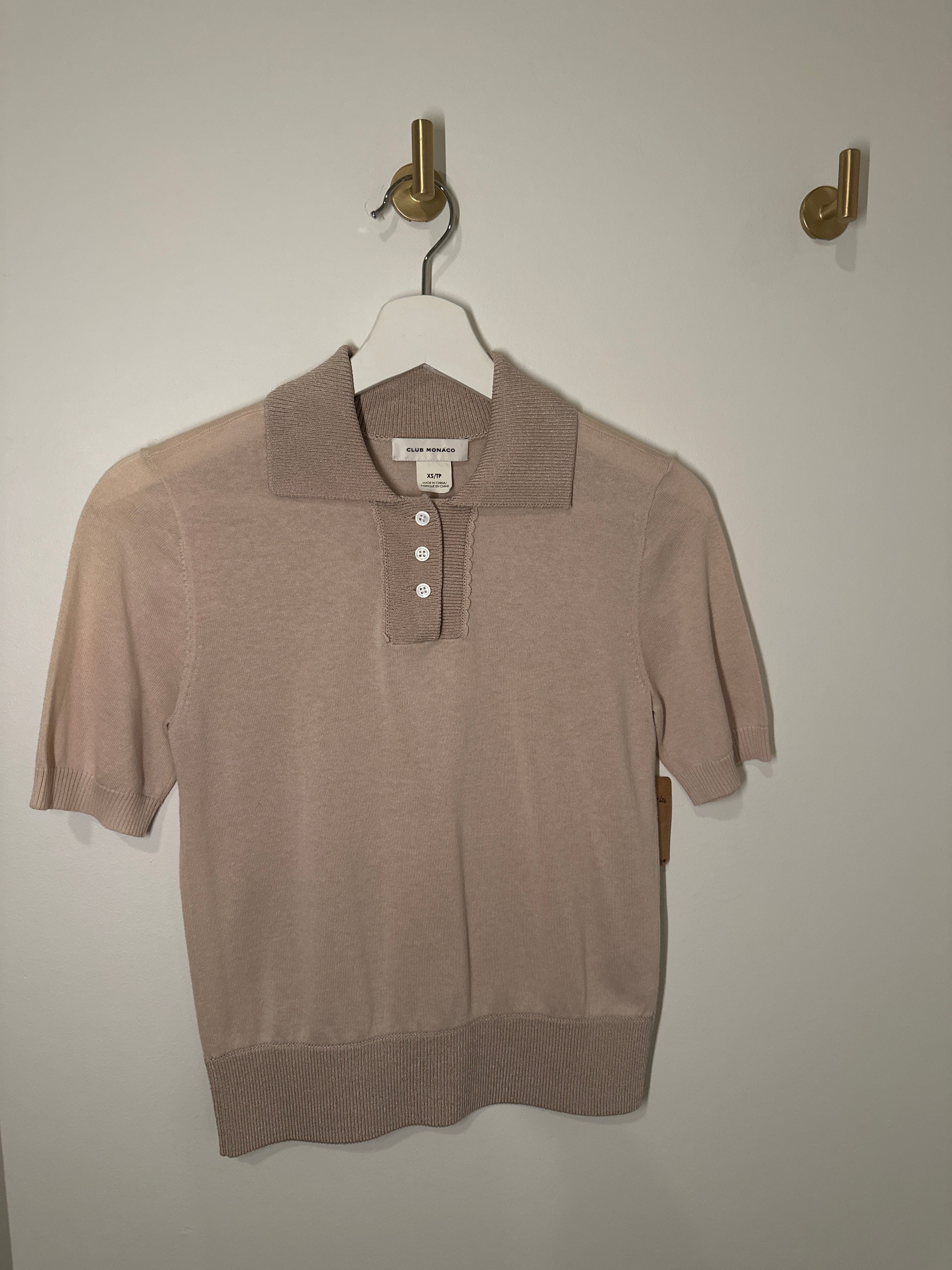 Club Monaco Short Sleeve Knit Polo Sweater