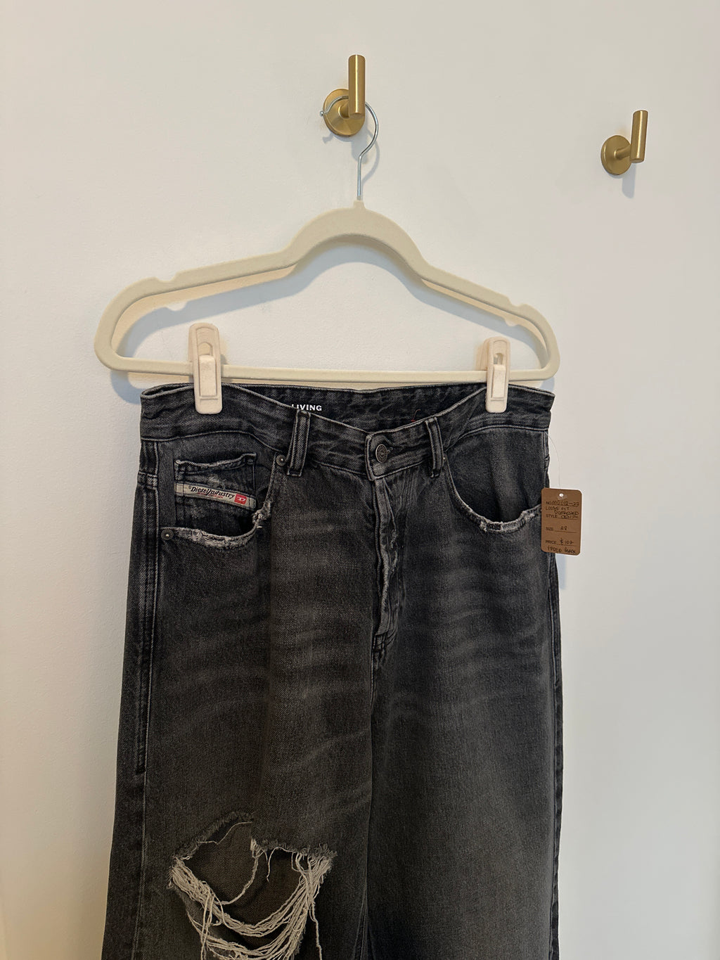 DIESEL Faded Black Wide Leg Baggy Jeans 28