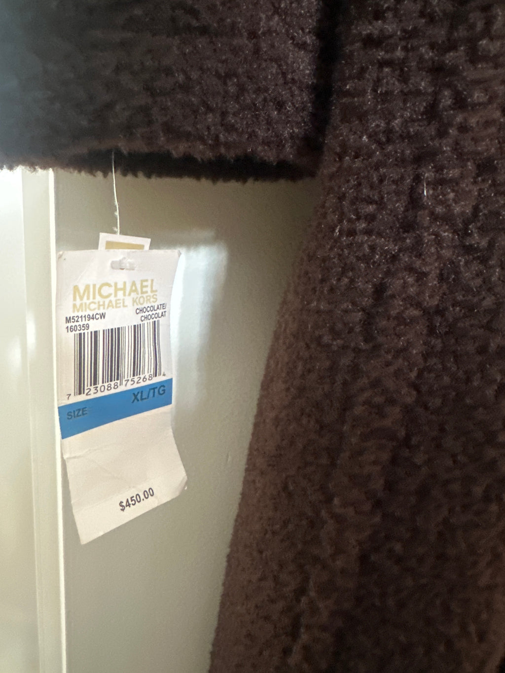 MICHAEL Michael Kors Chocolate Brown Teddy Coat XL