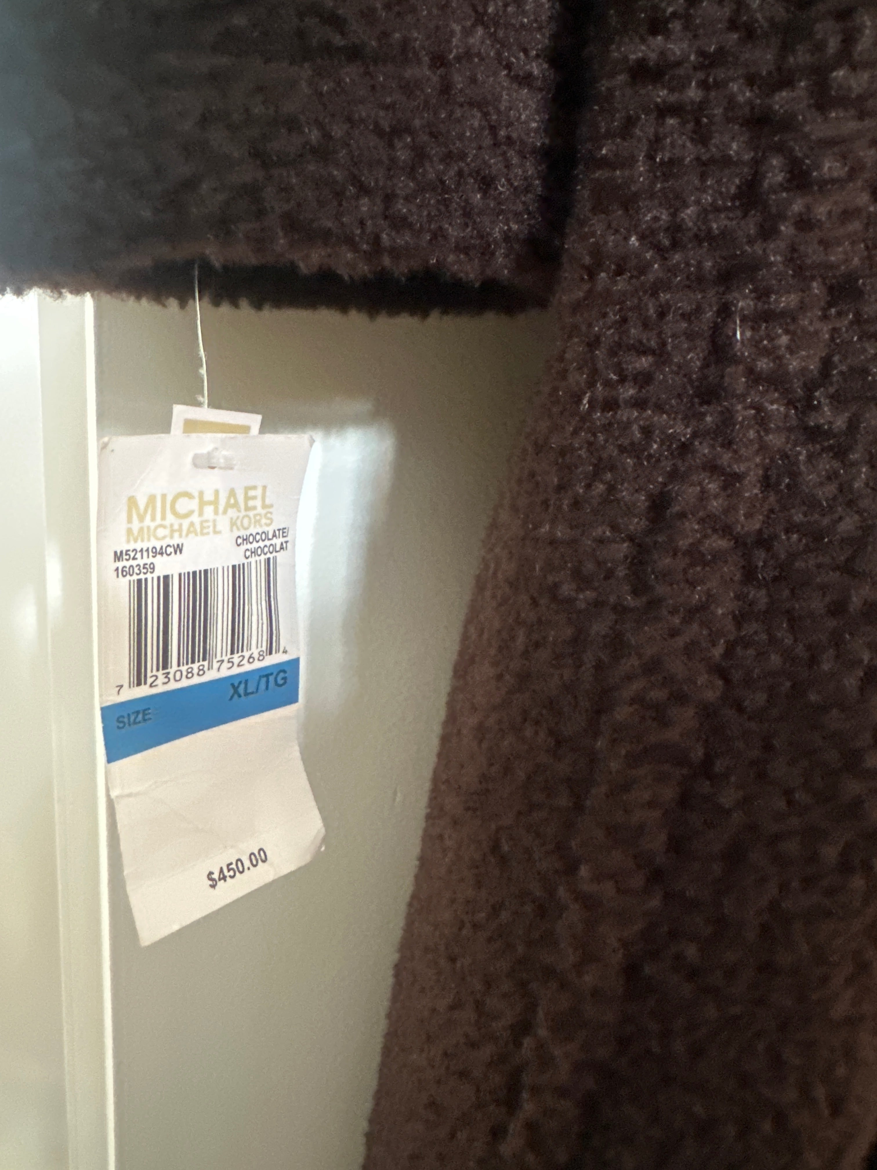 MICHAEL Michael Kors Chocolate Brown Teddy Coat XL