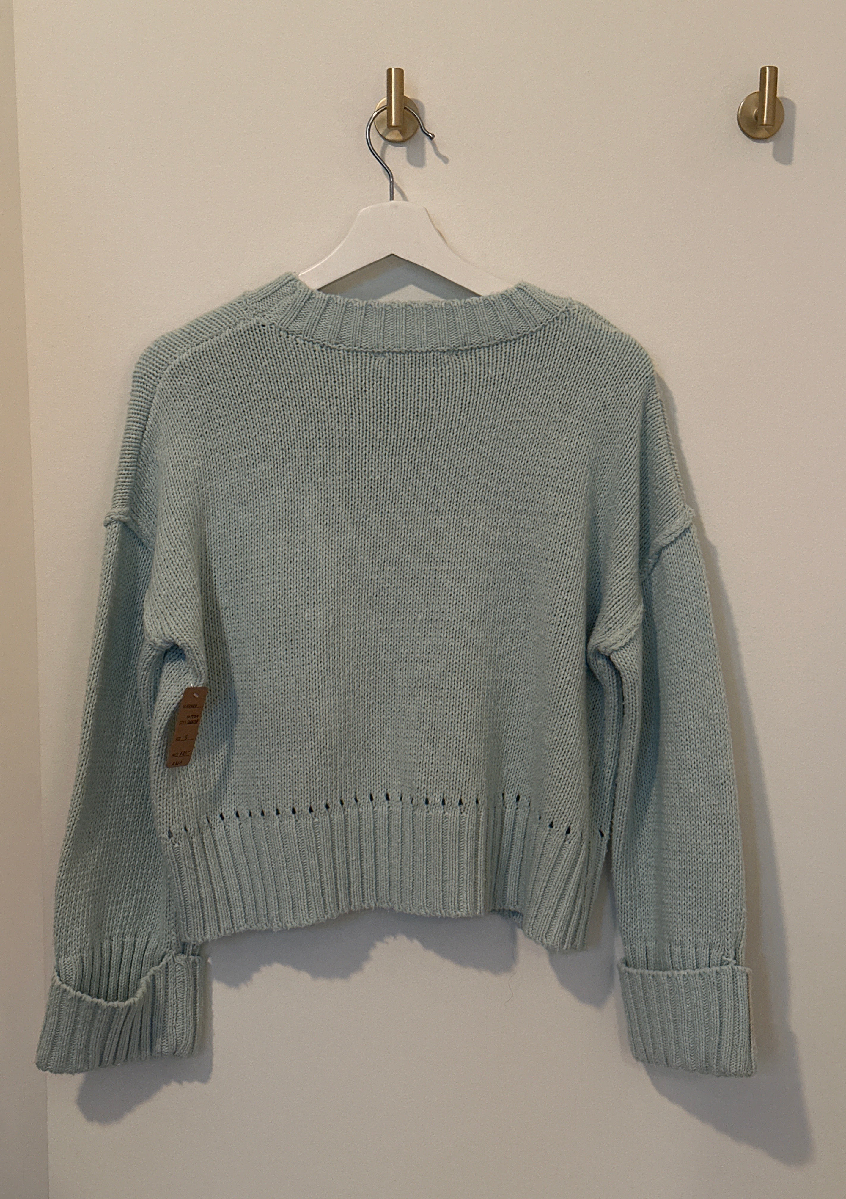 SHE + SKY Aqua Dropped Shoulder Long Sleeved Sweater