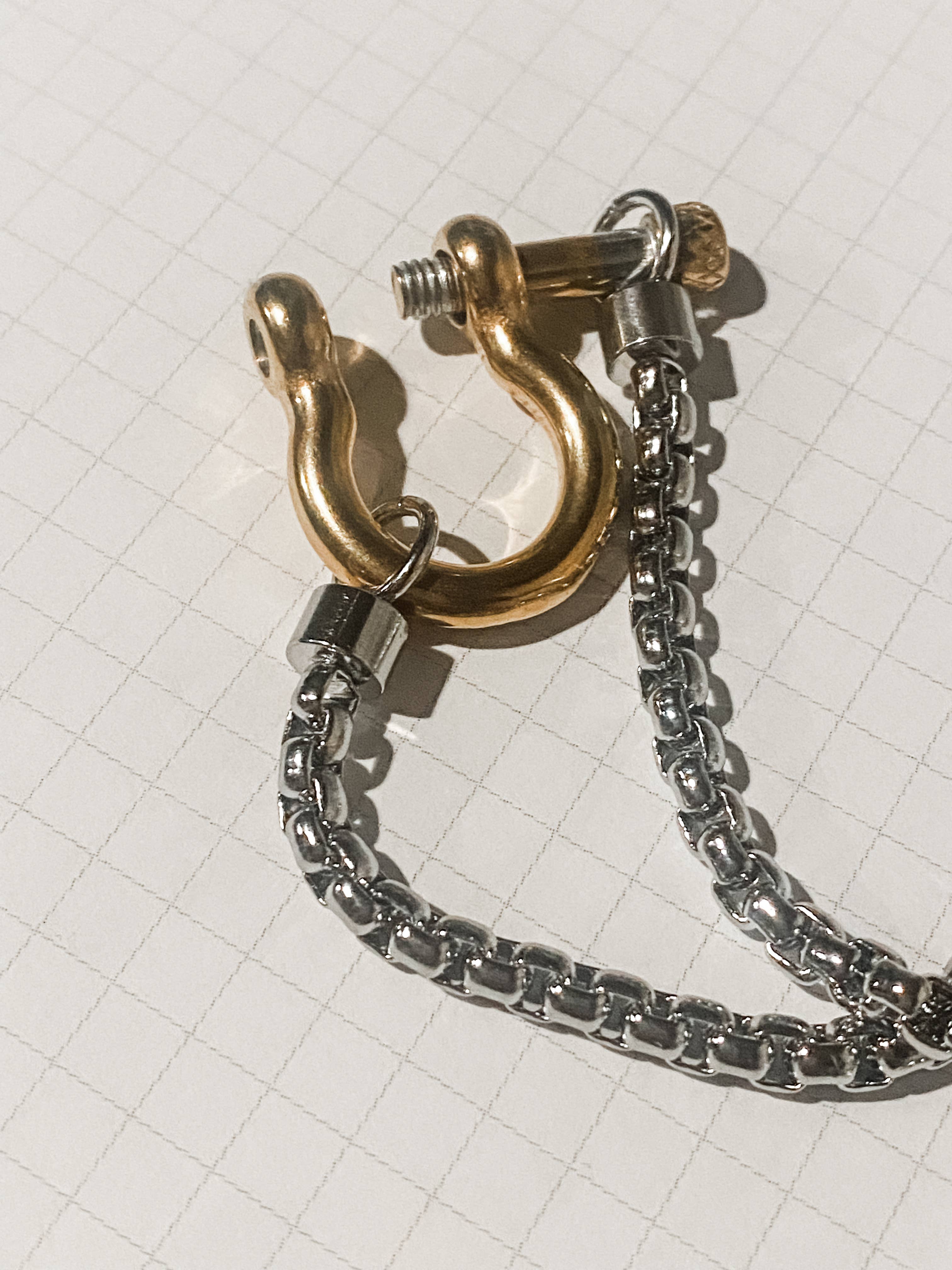 Jewelry Carabiner horse Bit- Charm-Wheat Chain Stainless Necklace: Two Tone