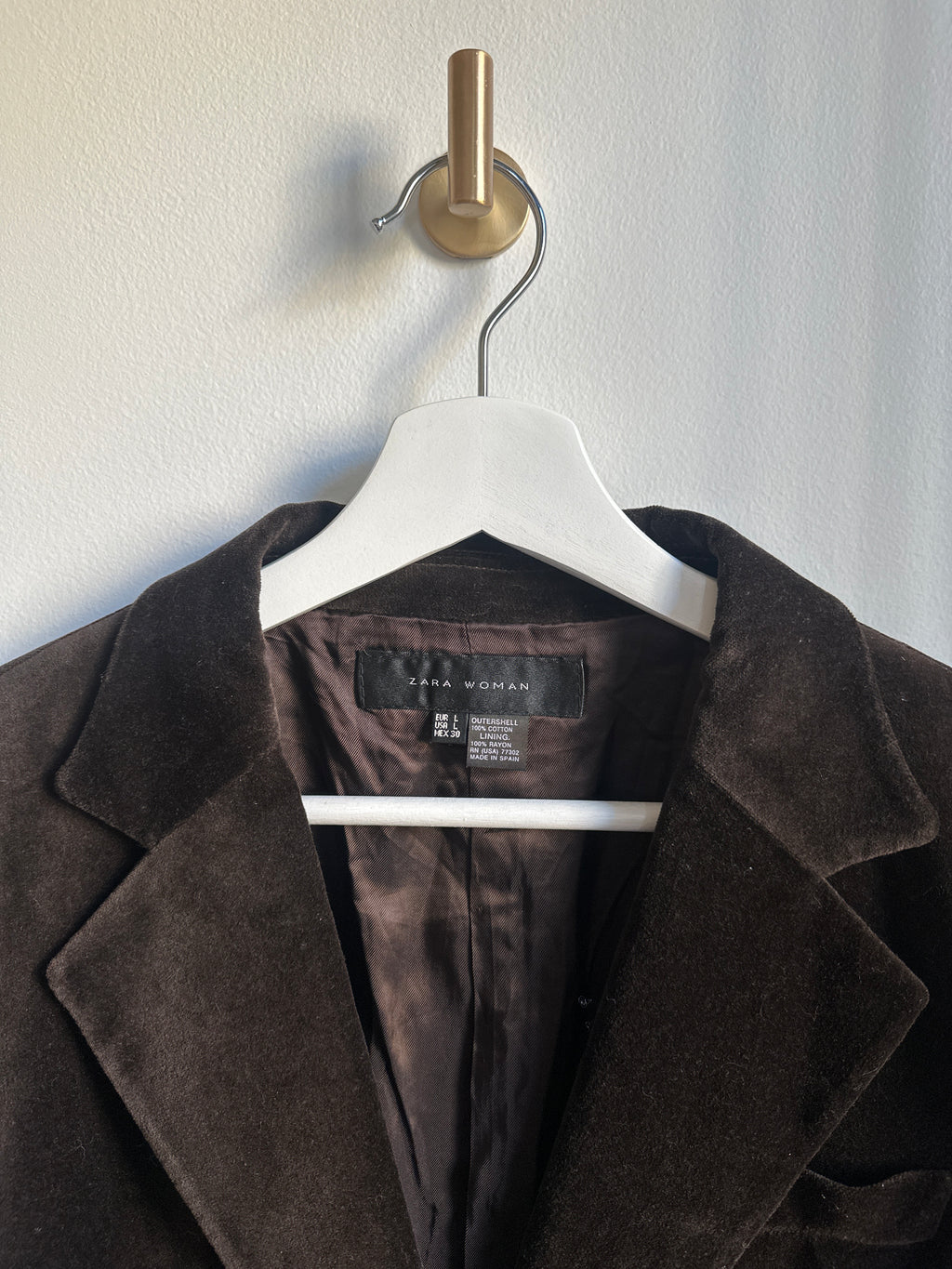 ZARA Vintage Velvet Blazer Chocolate Brown - Size L