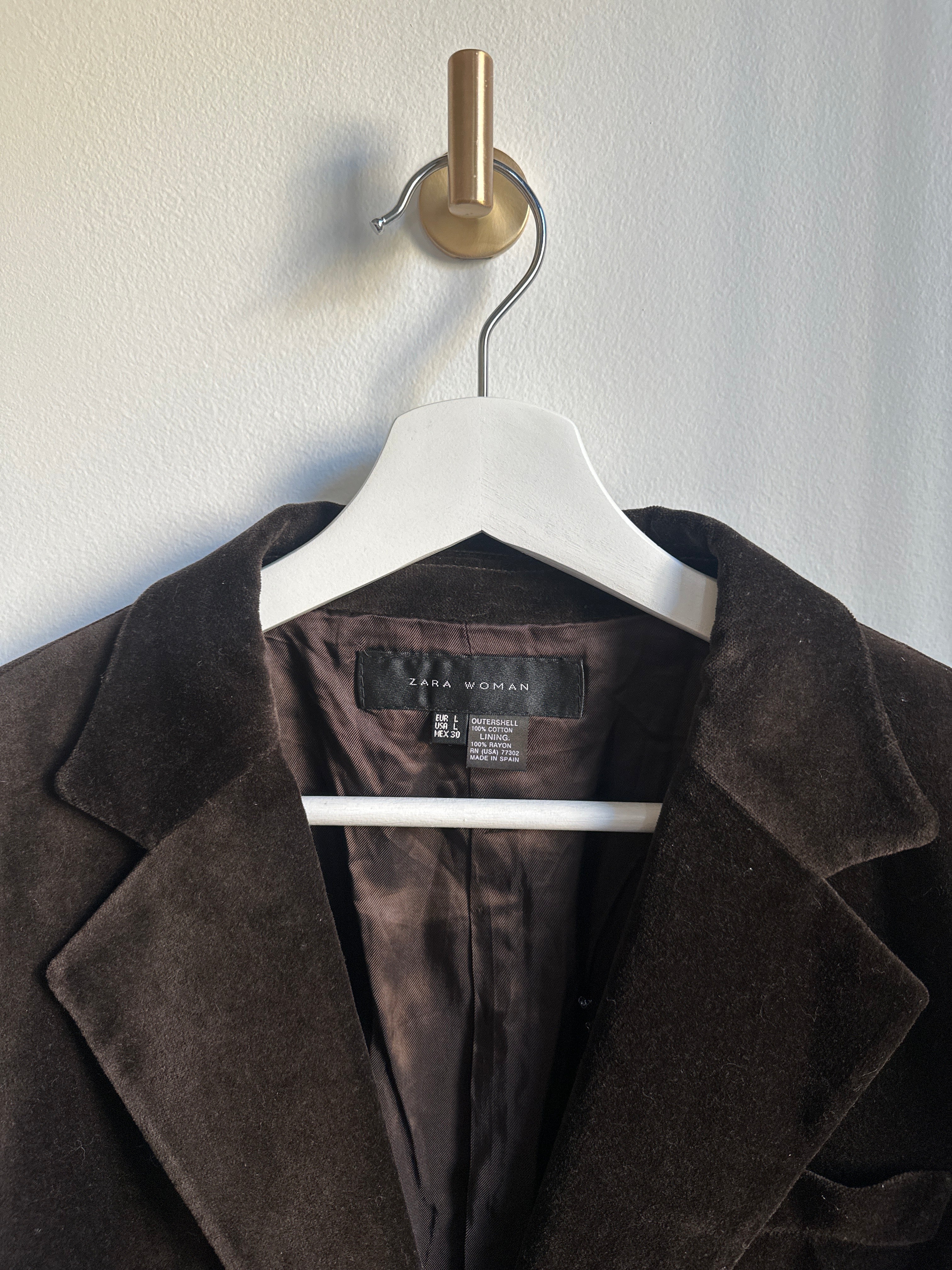 ZARA Vintage Velvet Blazer Chocolate Brown - Size L