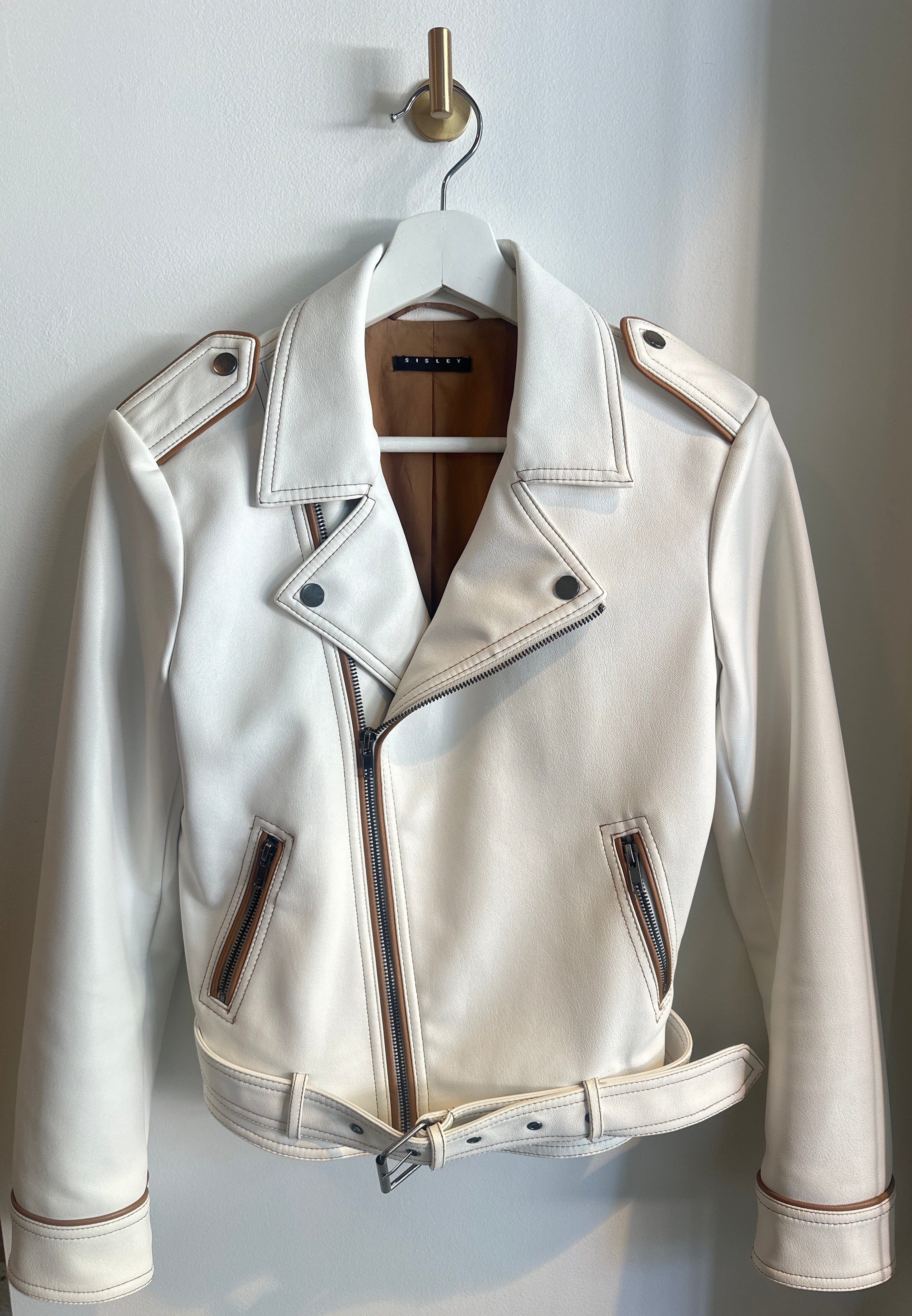 Sisley Cream Moto Jacket |Size 40/US 4