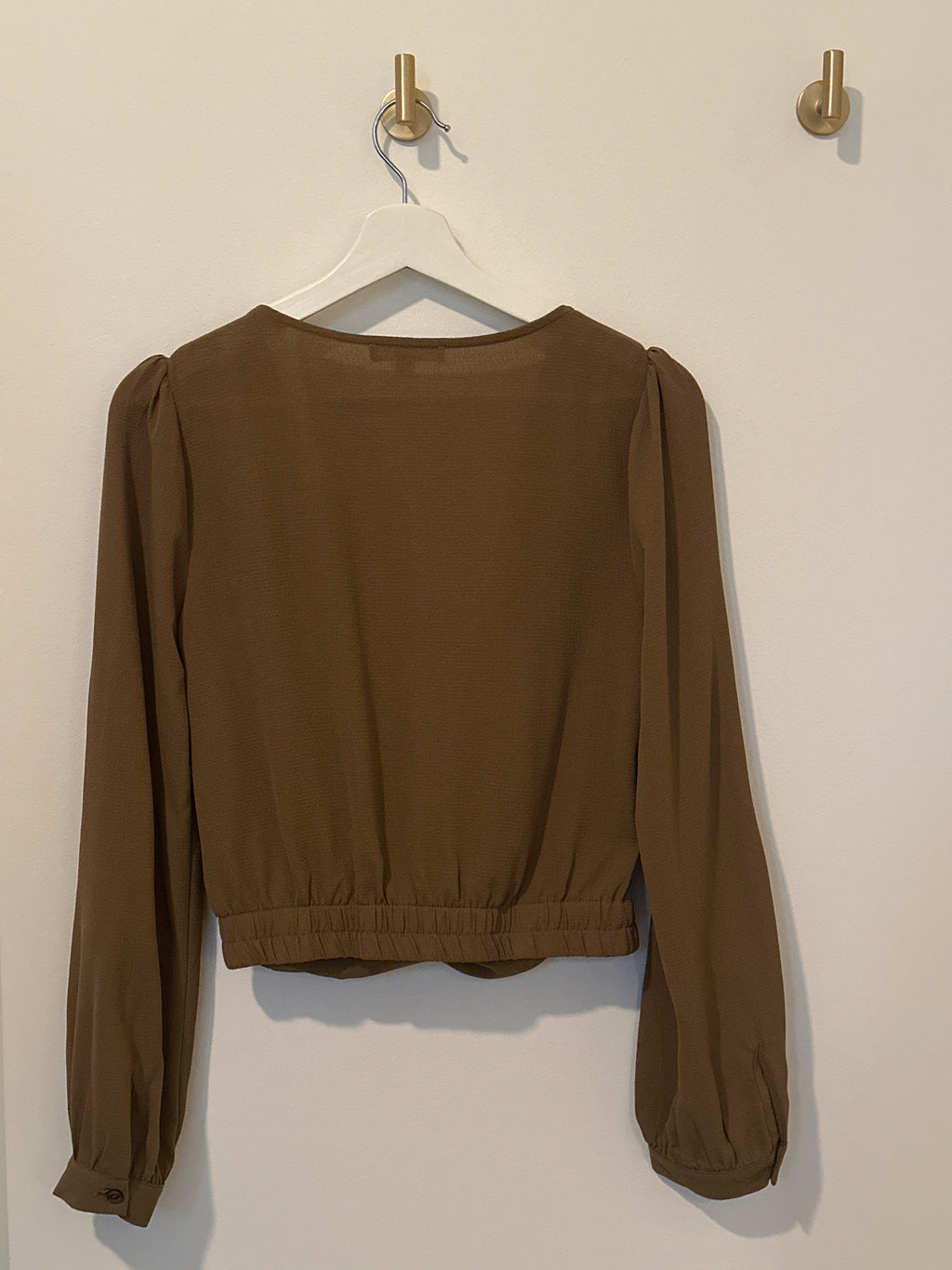 E&M Faux Wrap Long Sleeved Blouse