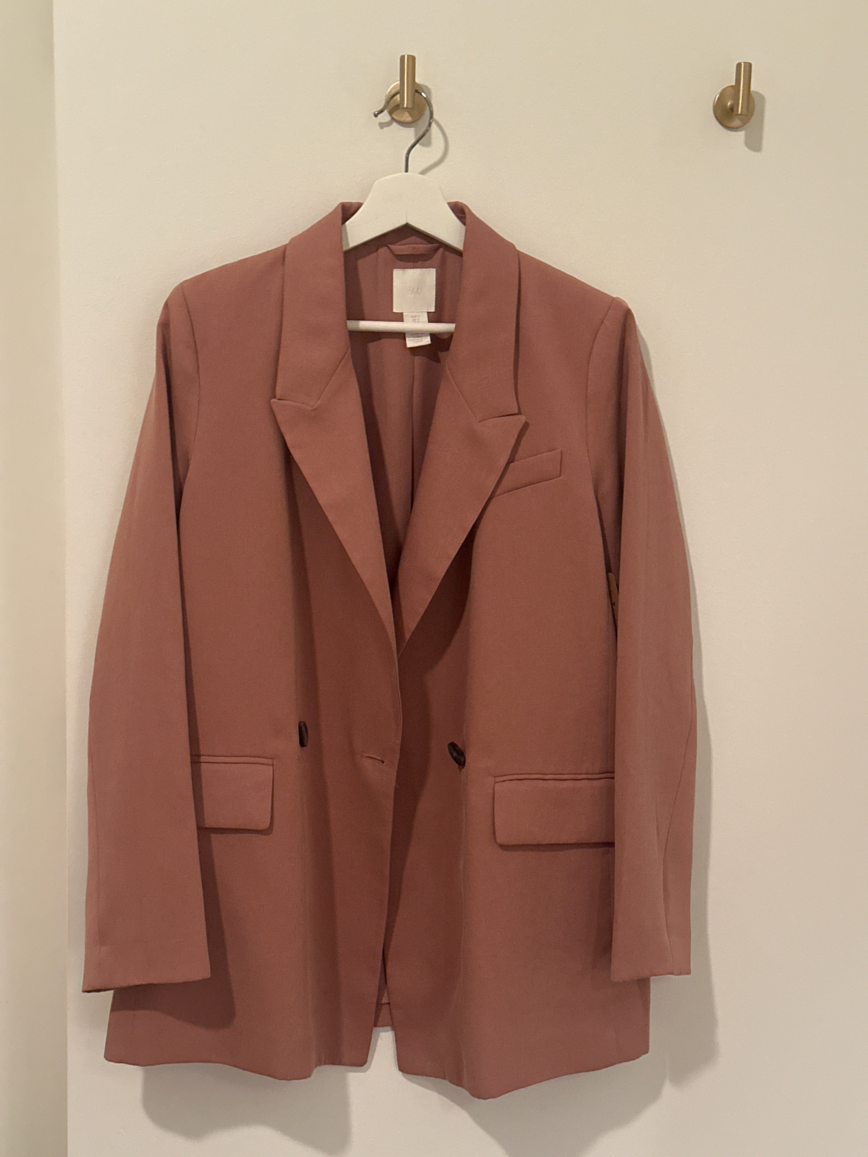 H&M Boxy Style Double Breasted Dusty Rose Blazer