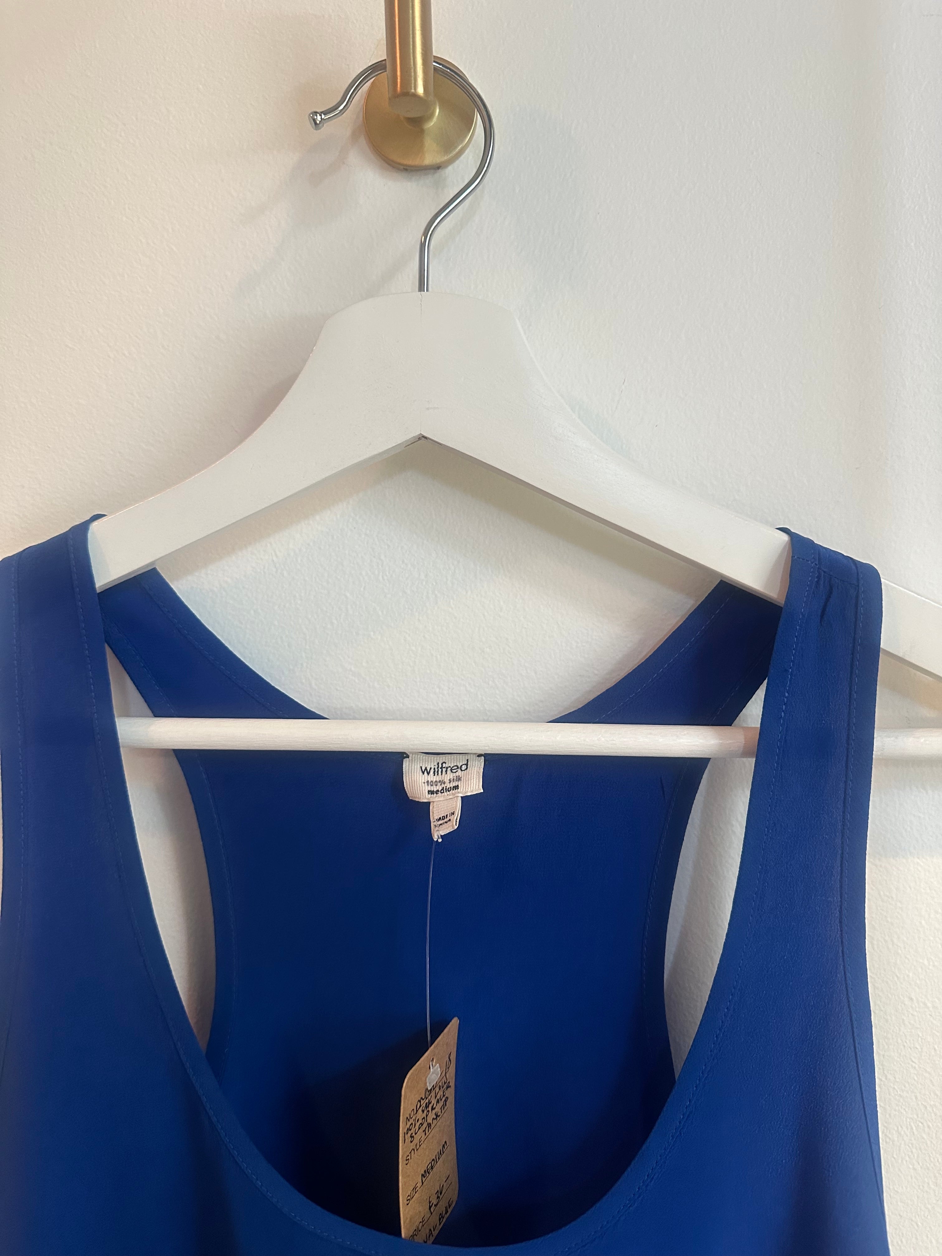 Wilfred Made in Japan 100% Silk Racerback Tank – Royal Blue | Size Medium