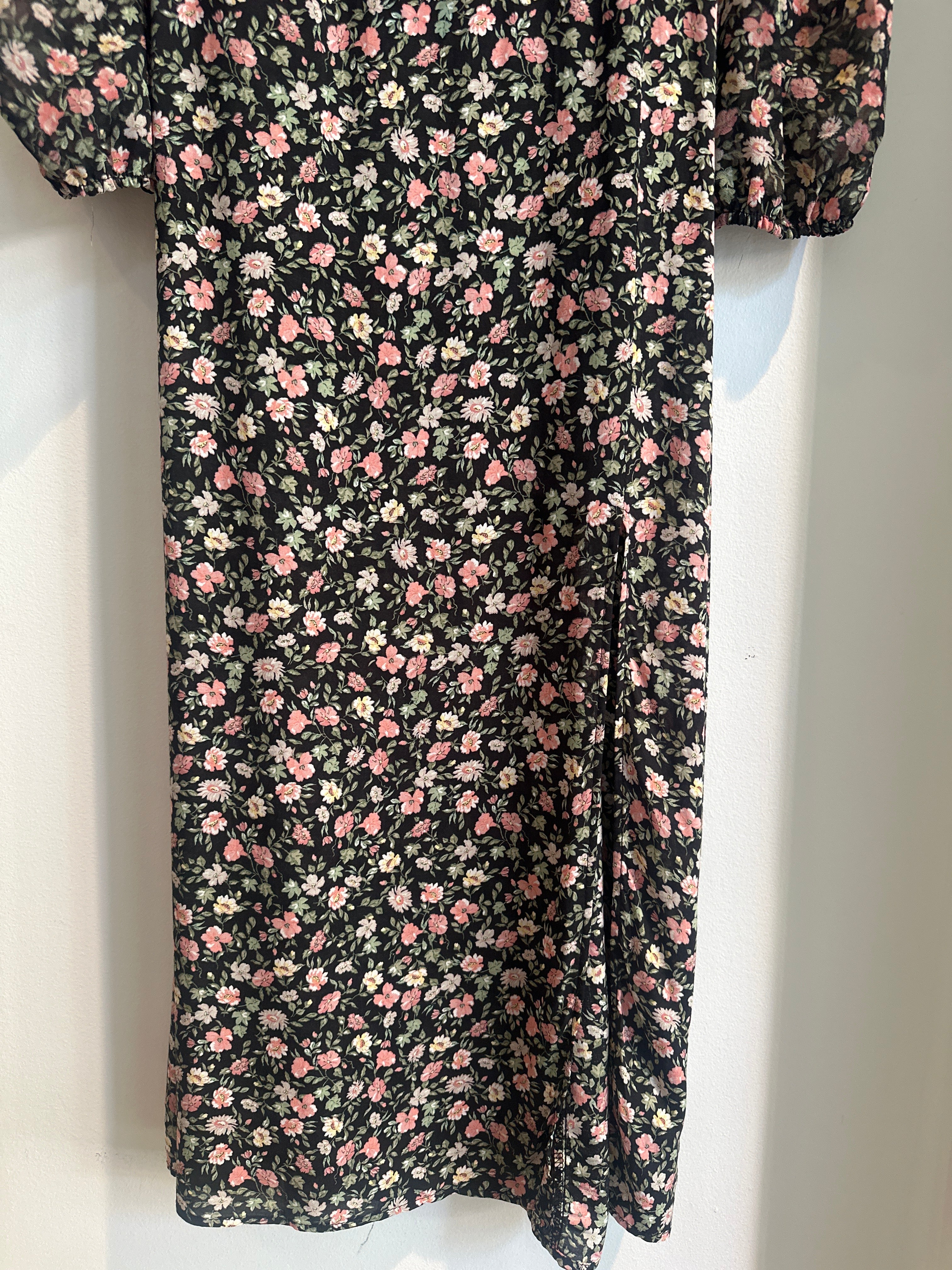 Zara Floral Off-the-Shoulder Smocked Midi Dress | Size Small