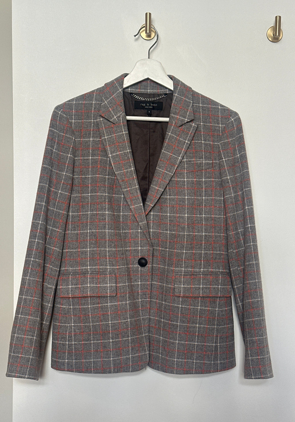 rag & bone Wool Tailored Plaid Blazer Size 4