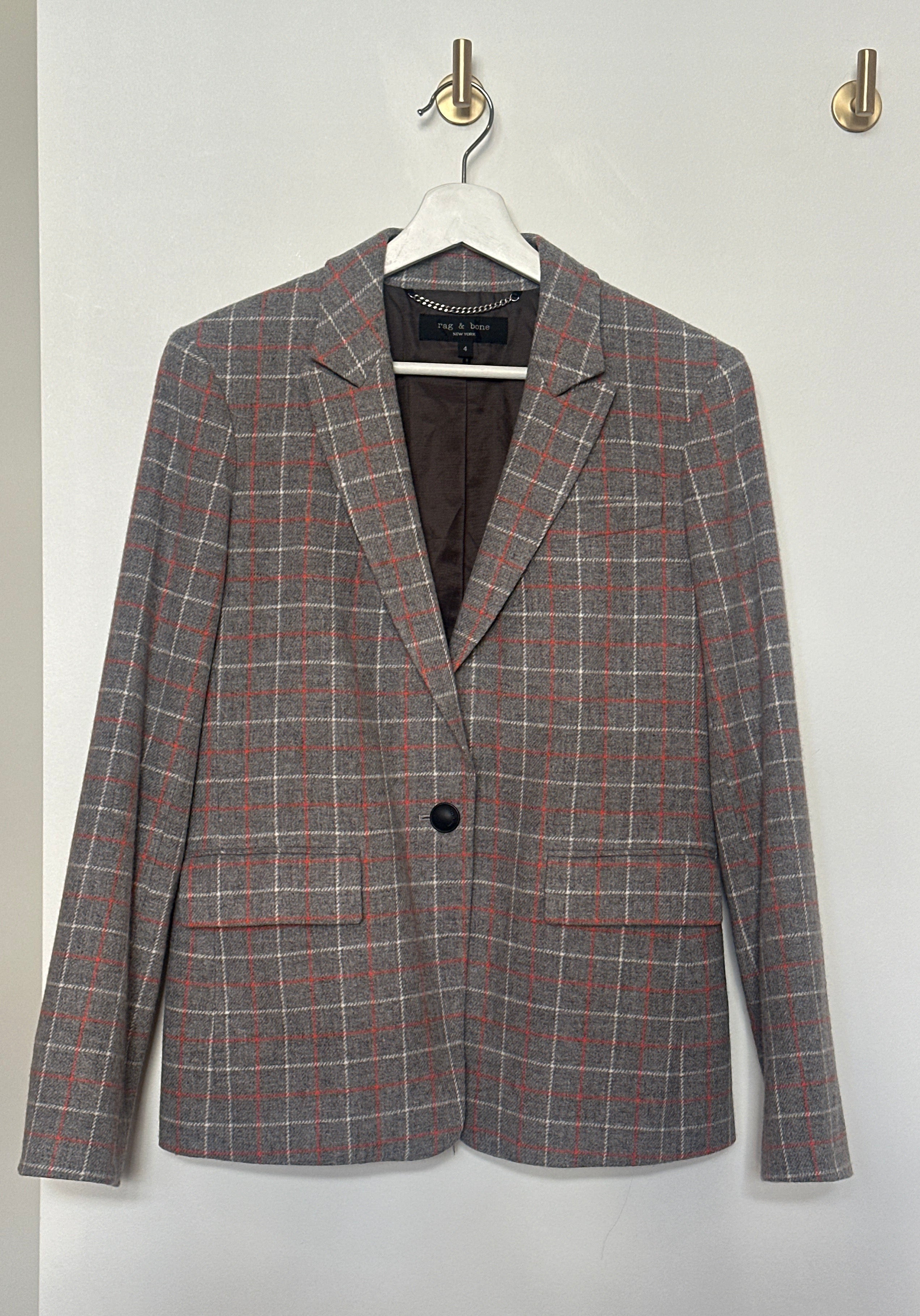 rag & bone Wool Tailored Plaid Blazer Size 4