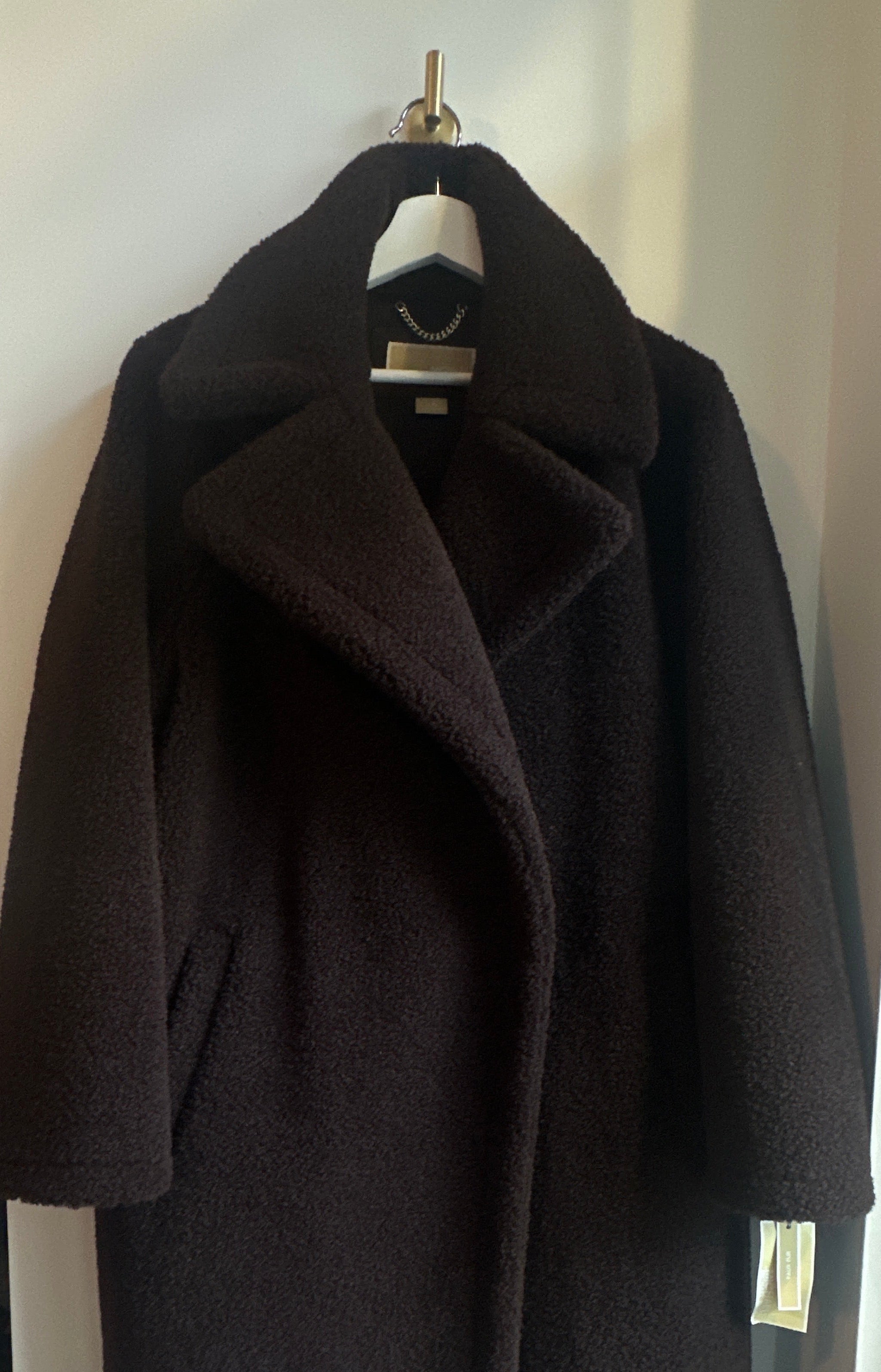 MICHAEL Michael Kors Chocolate Brown Teddy Coat XL