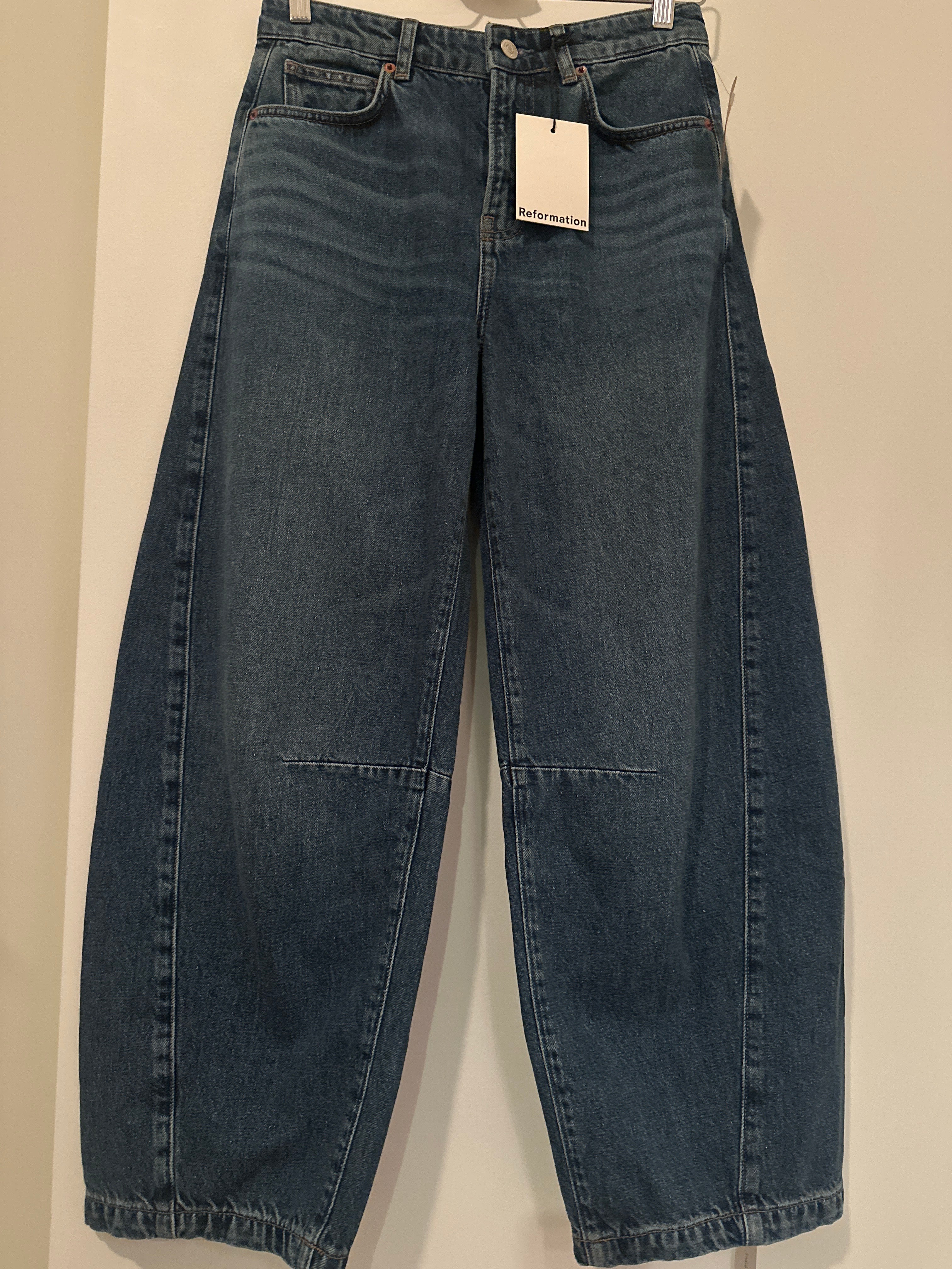 REFORMATION DENIM MID RISE BARREL JEANS RIGID DENIM 'TYLER' SIZE 25