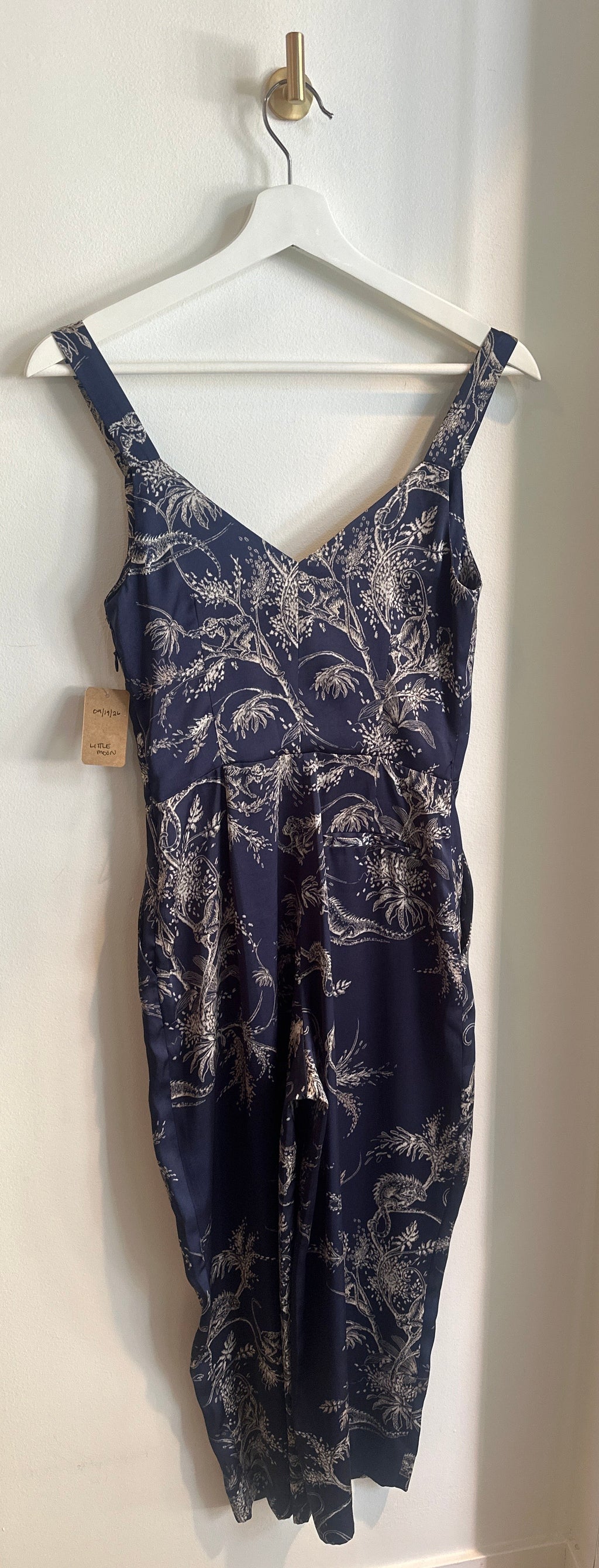 Little Moon Satin Printed Jumpsuit | Size 00