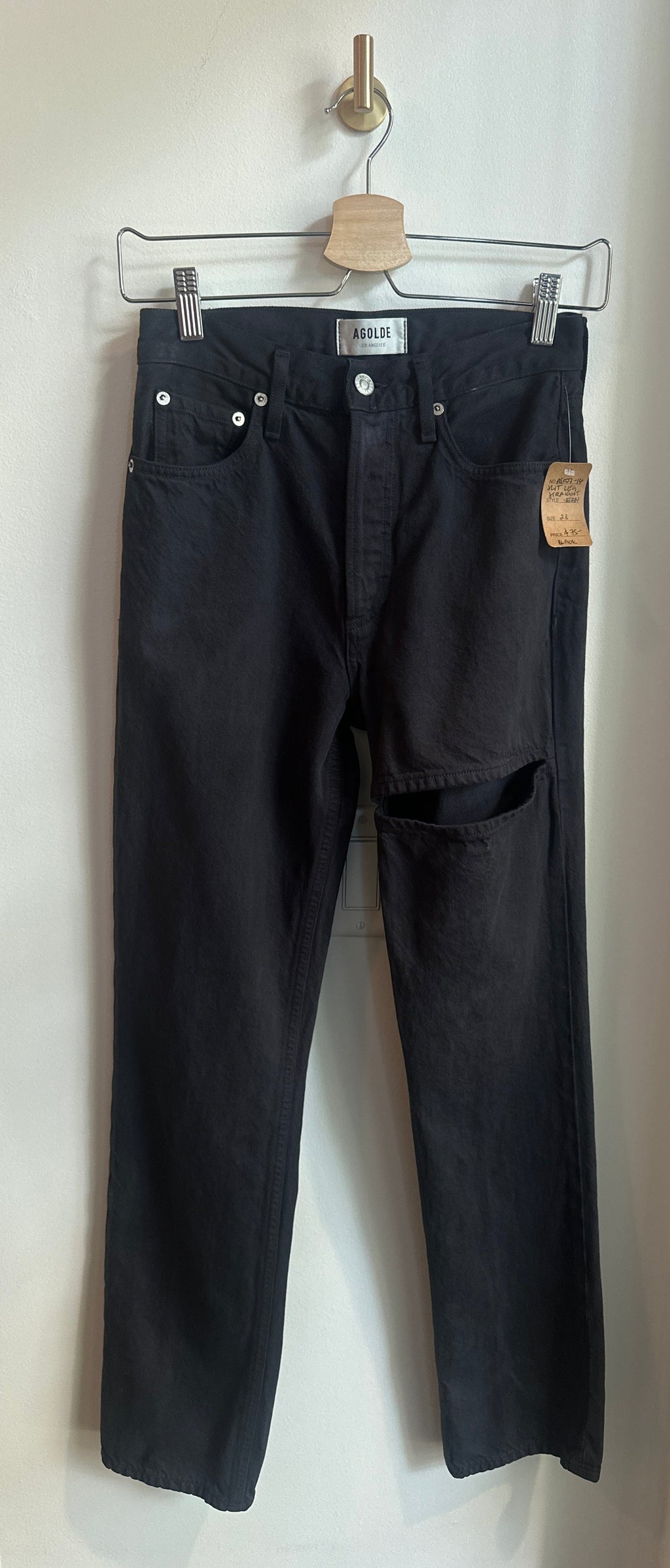 AGOLDE “Lana” Slice Leg Black Jeans — Size 23