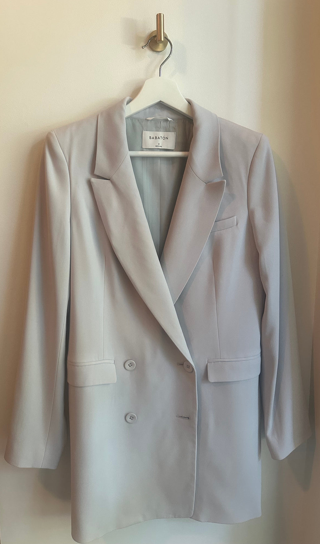 Babaton Oversized Double-Breasted Blazer | Dove Blue Grey | Size 6