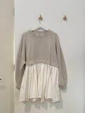 FREE PEOPLE CREW NECK WORN SWEATER PLEATED SHIRT DRESS XS