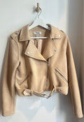 Charlotte Russe Camel Faux Suede Moto Jacket | Size Medium