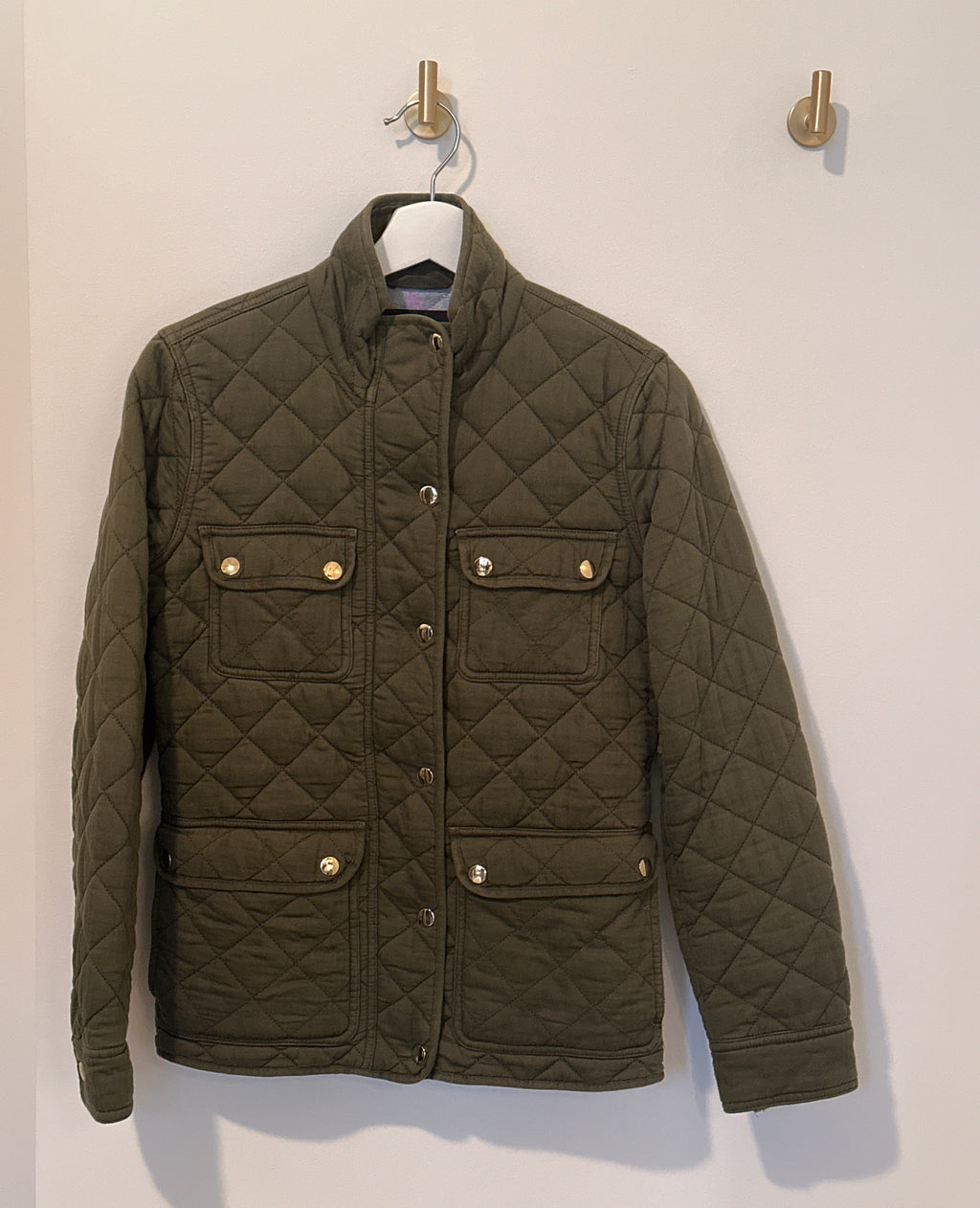 J Crew Quilted Military Style Mandarin Collar Jacket