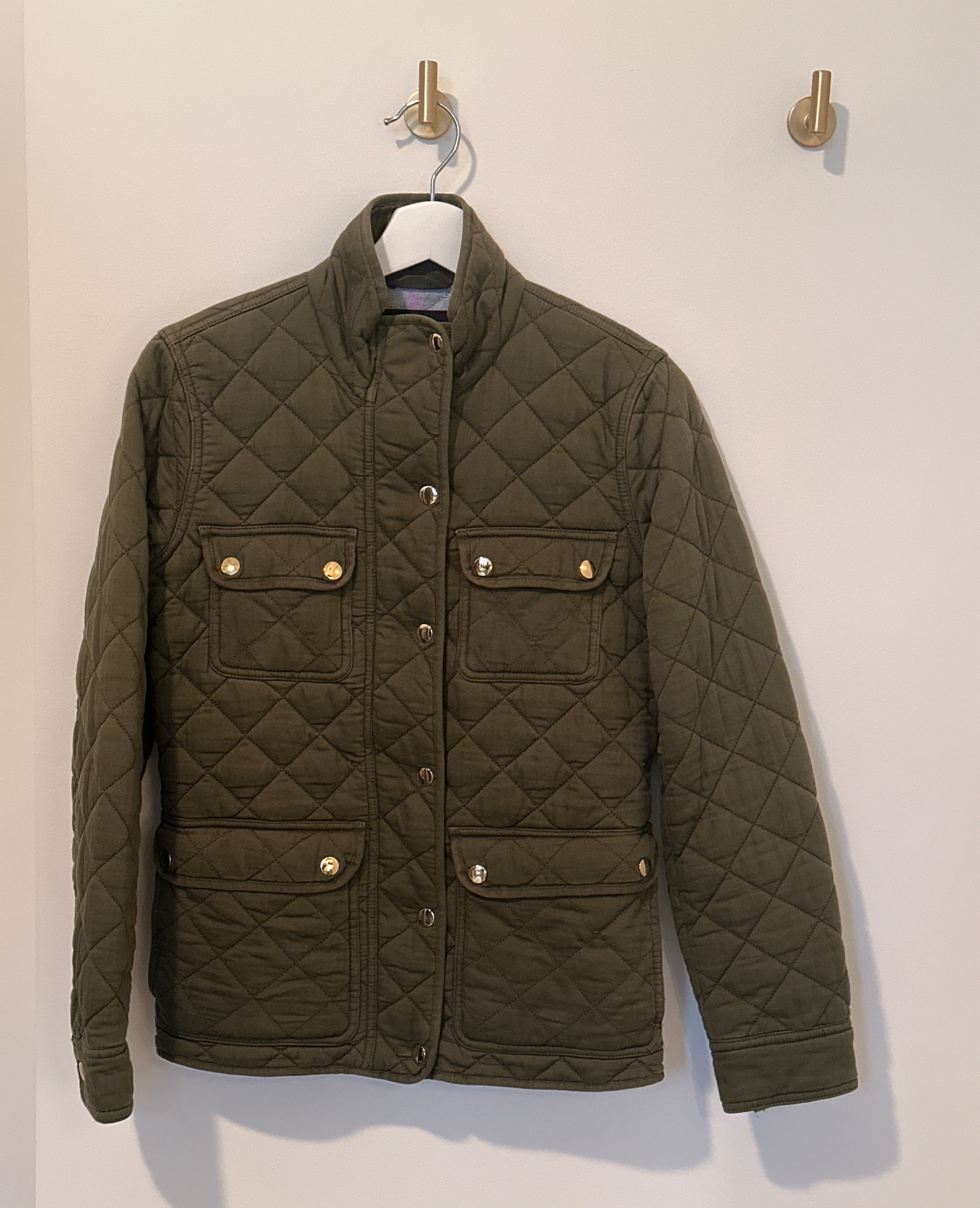 J Crew Quilted Military Style Mandarin Collar Jacket