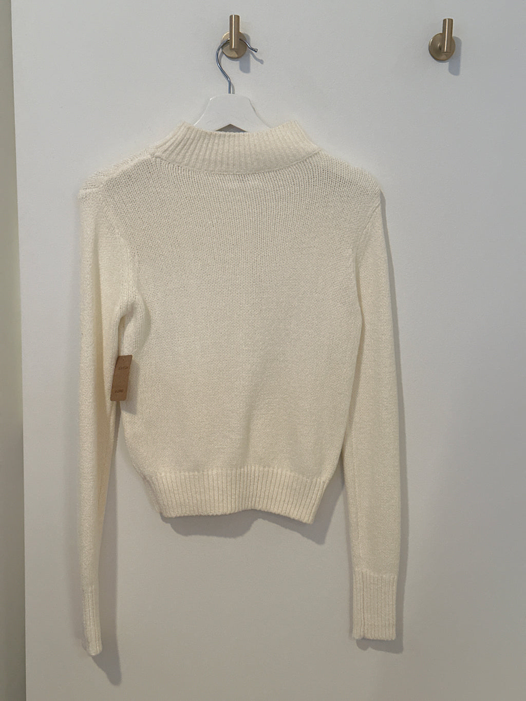 WILFRED RIBBED MOCK NECK CREAM L/S SWEATER S