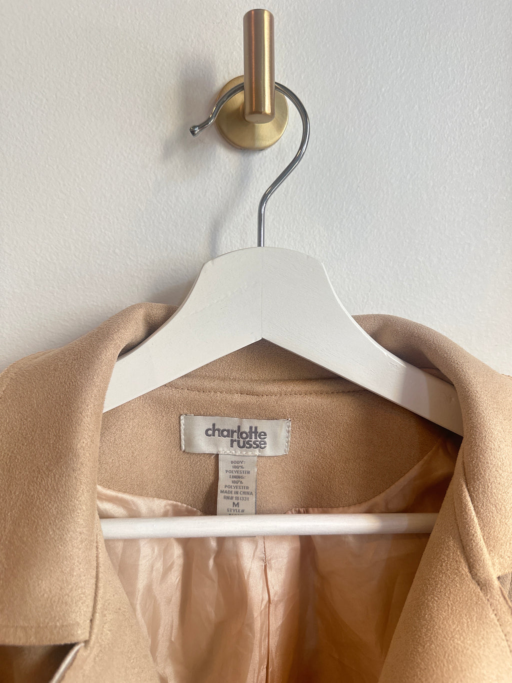 Charlotte Russe Camel Faux Suede Moto Jacket | Size Medium
