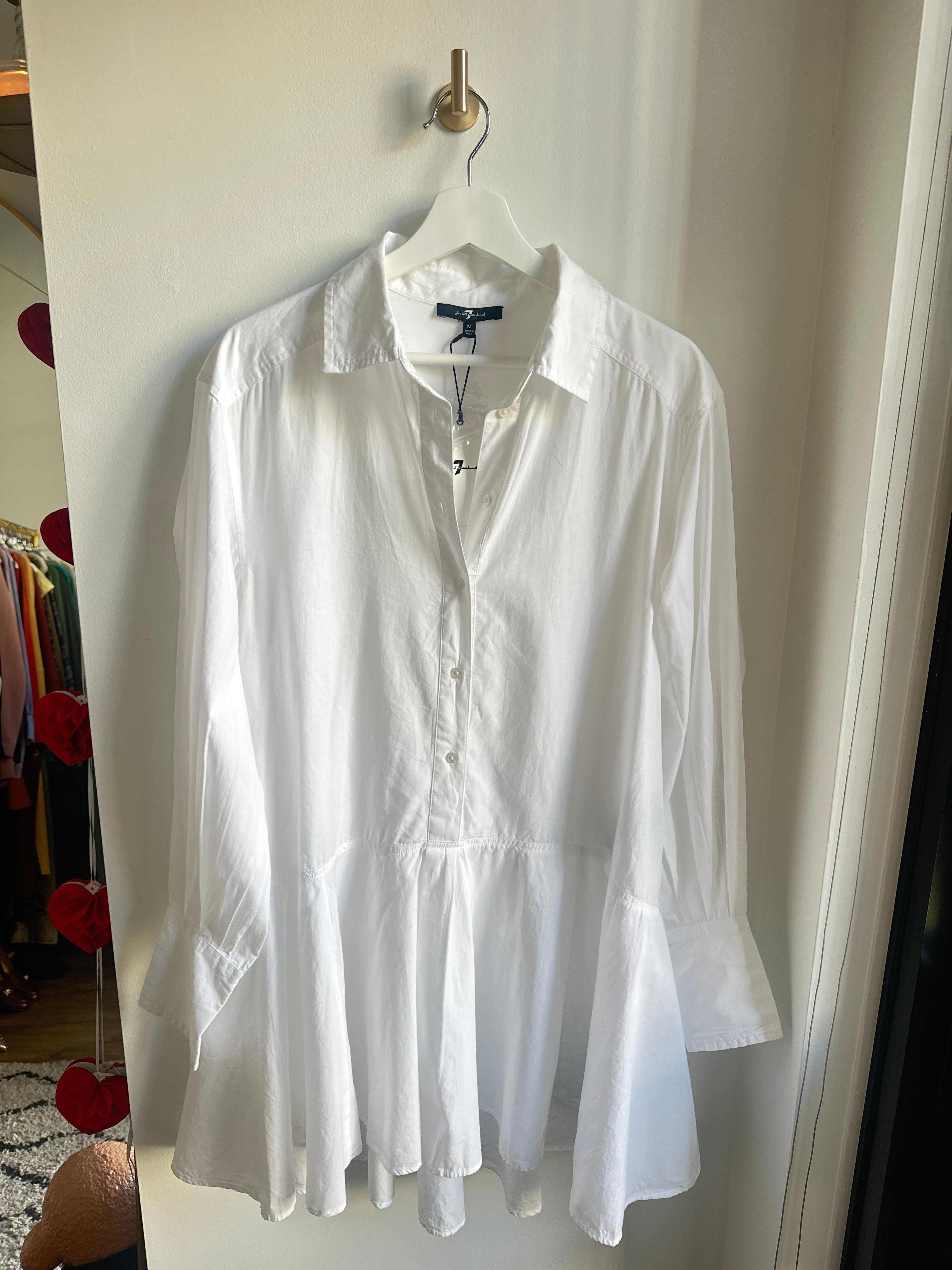 7 For All Mankind White Collared Shirt Dress – BNWT - Size M