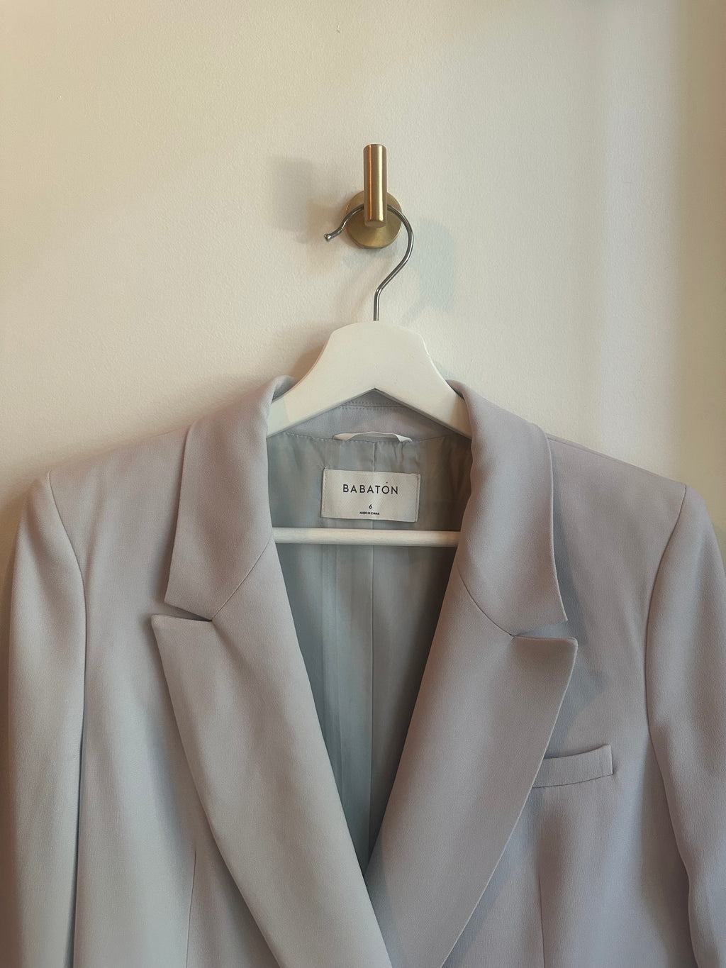 Babaton Oversized Double-Breasted Blazer | Dove Blue Grey | Size 6