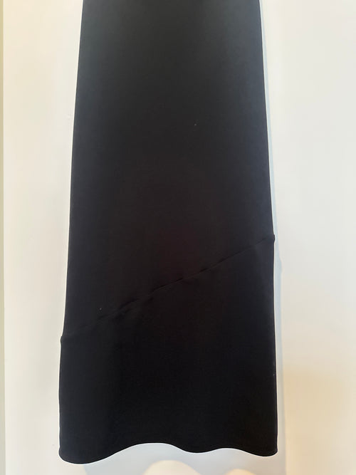 BABATON Black Draped Bodice Strapless Full Length Asymmetrical Hem Stitch Detail Dress Small