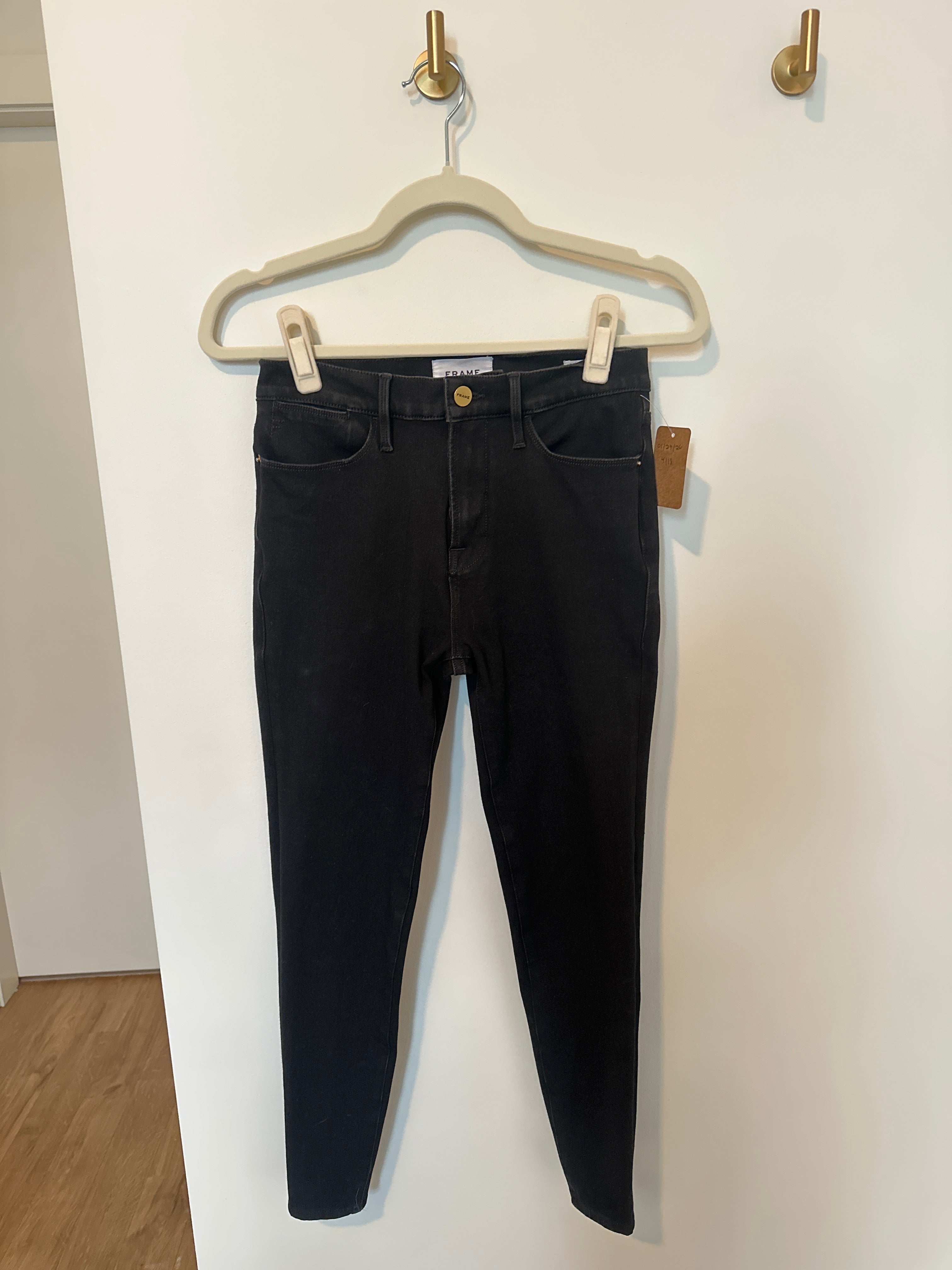 FRAME Black Le High Skinny Waxy Jeans