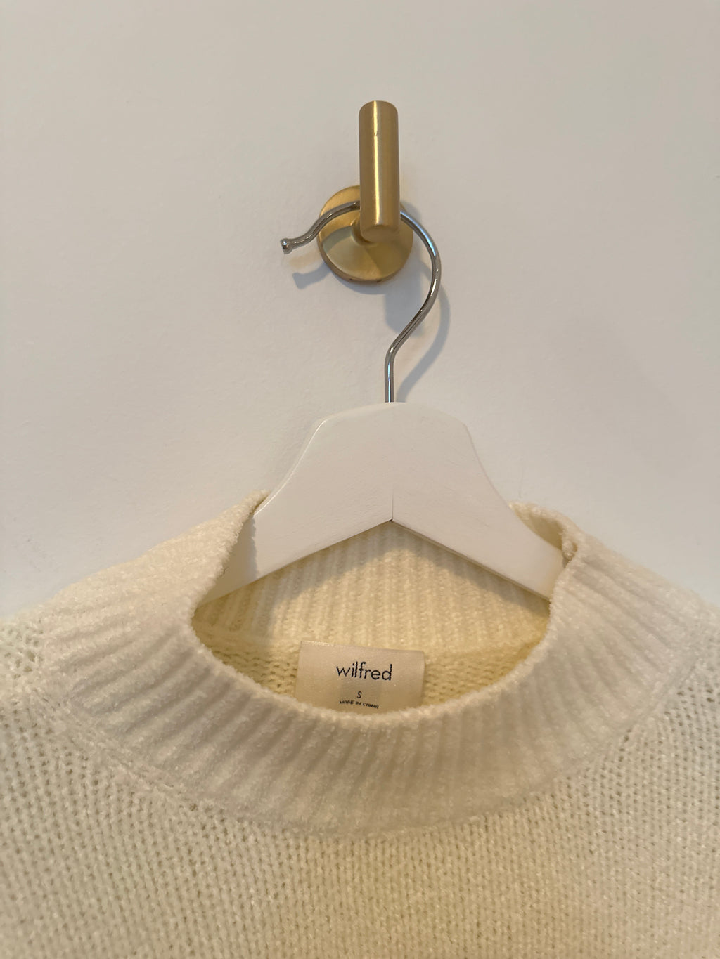 WILFRED RIBBED MOCK NECK CREAM L/S SWEATER S