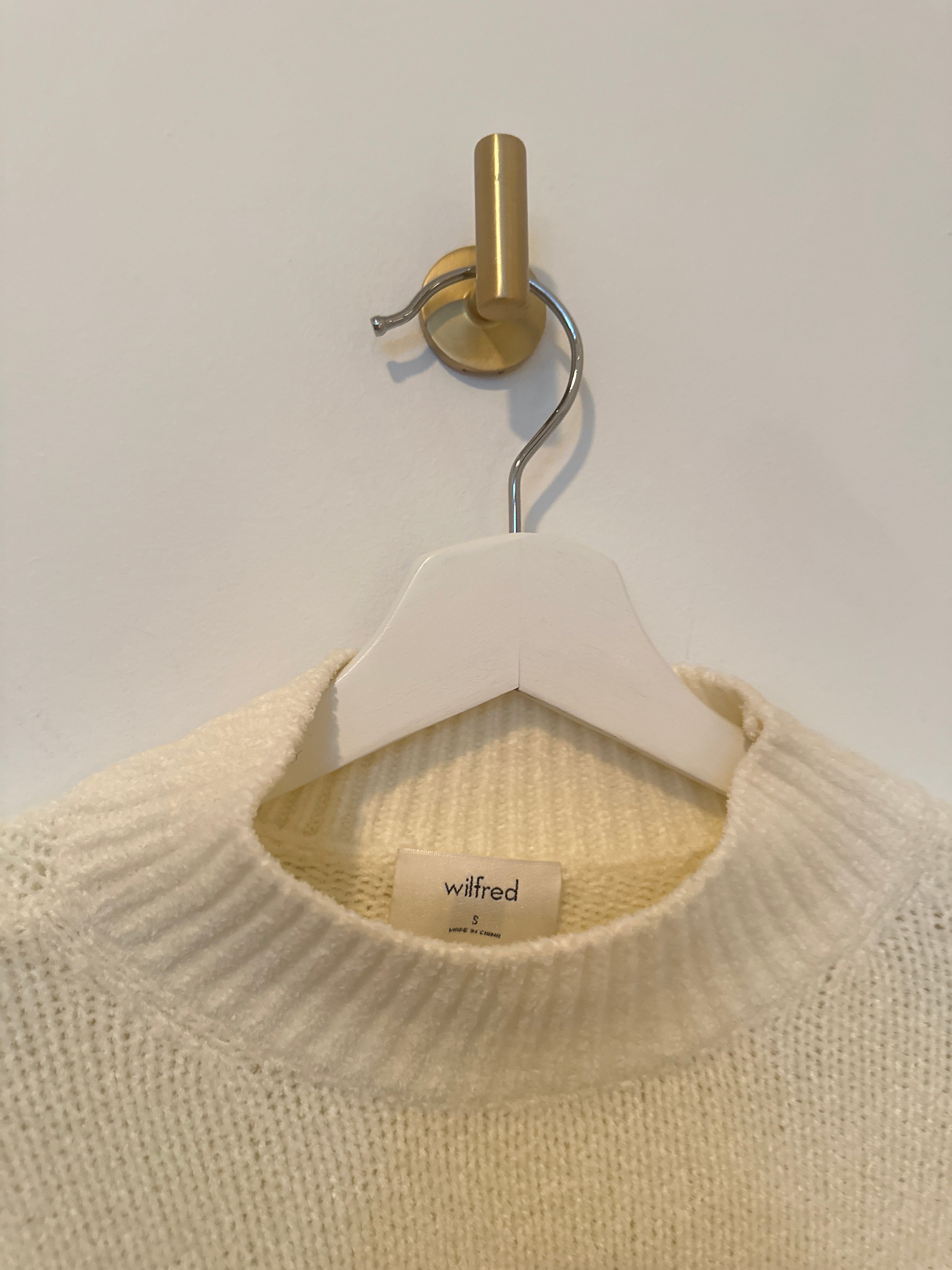 WILFRED RIBBED MOCK NECK CREAM L/S SWEATER S