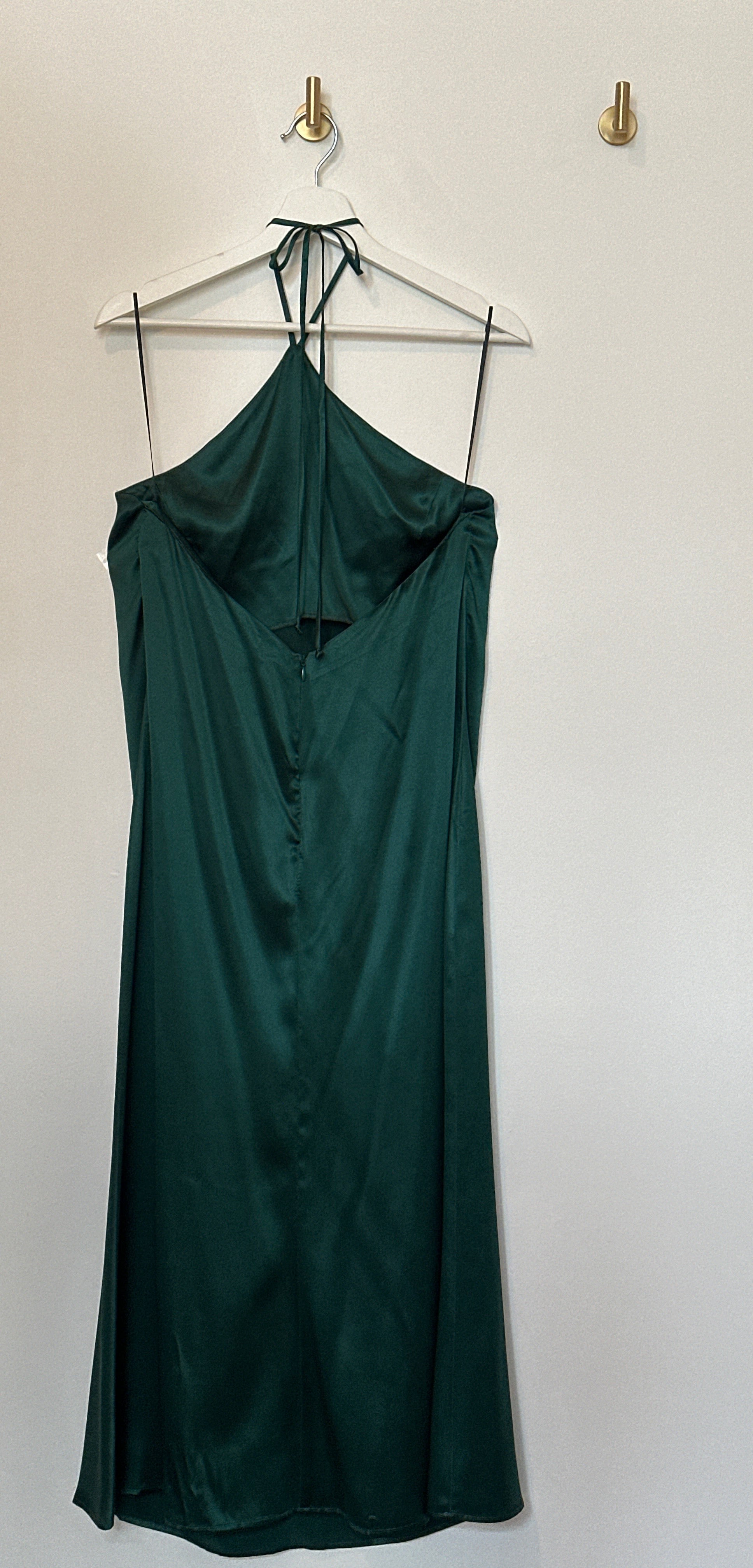 Reformation Dark Emerald Halter Dress Medium