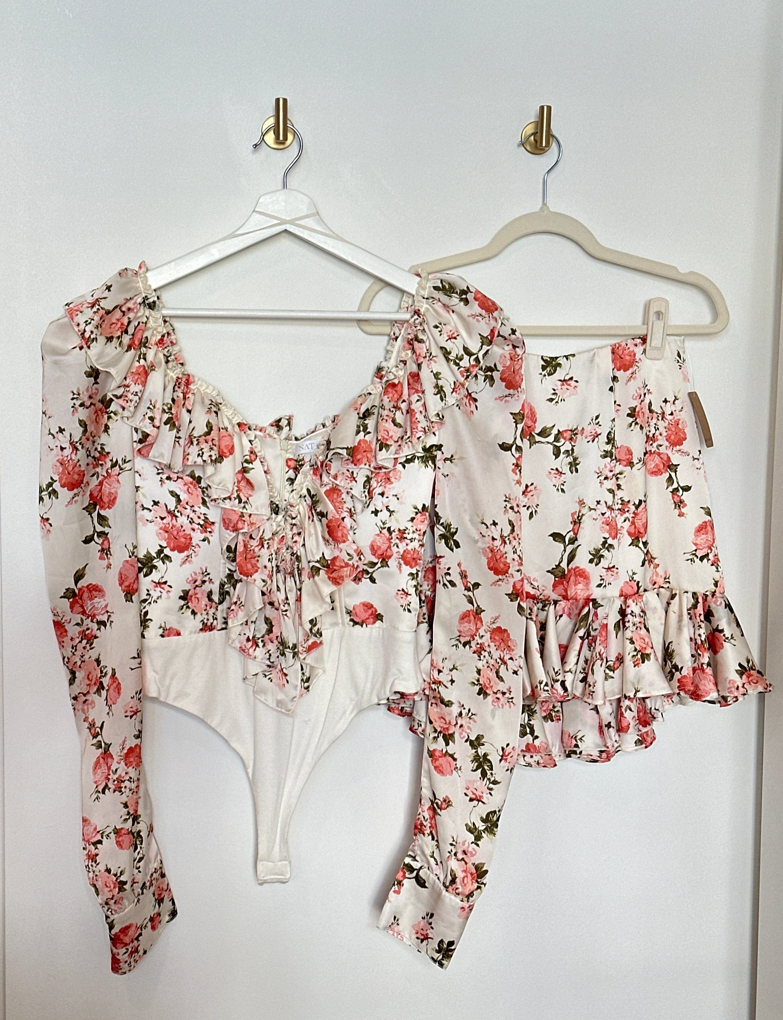 Nat & Liv Floral Top & Skirt Set - M & L