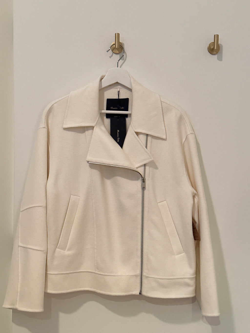 MASSIMO DUTTI OVERSIZE CREAM WOOL BOMBER XS