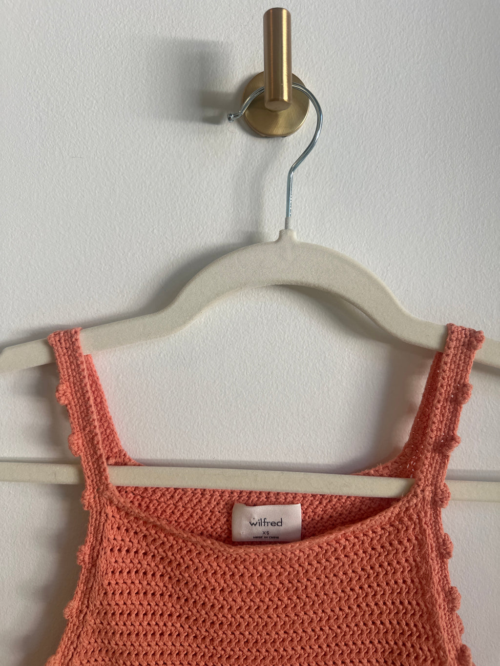 Wilfred Crochet Knit Crop Tank – Coral | Size XS