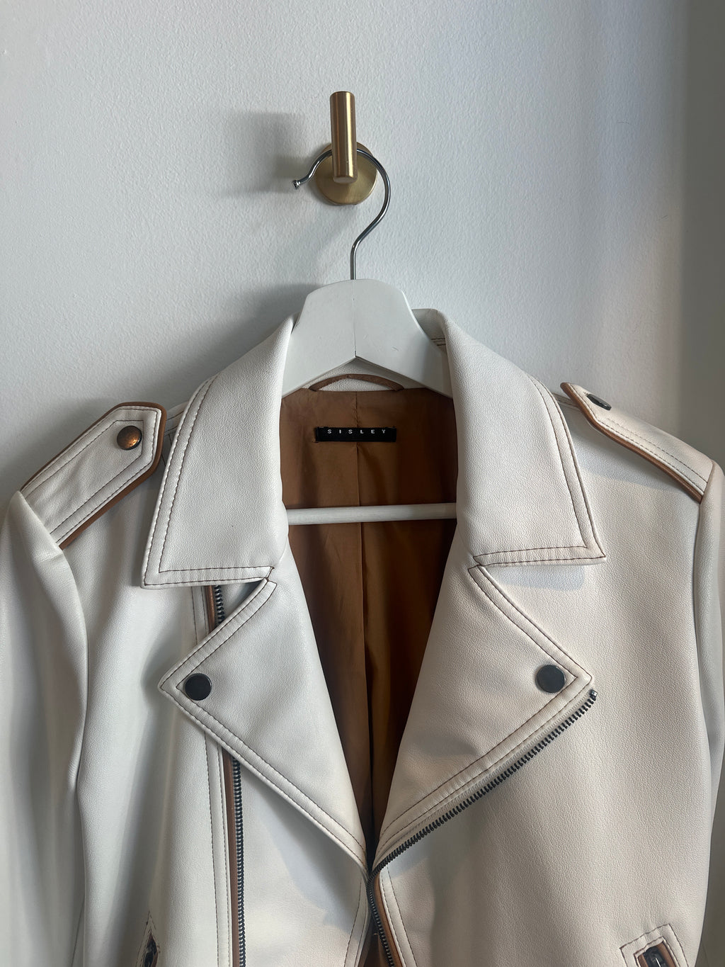 Sisley Cream Moto Jacket |Size 40/US 4