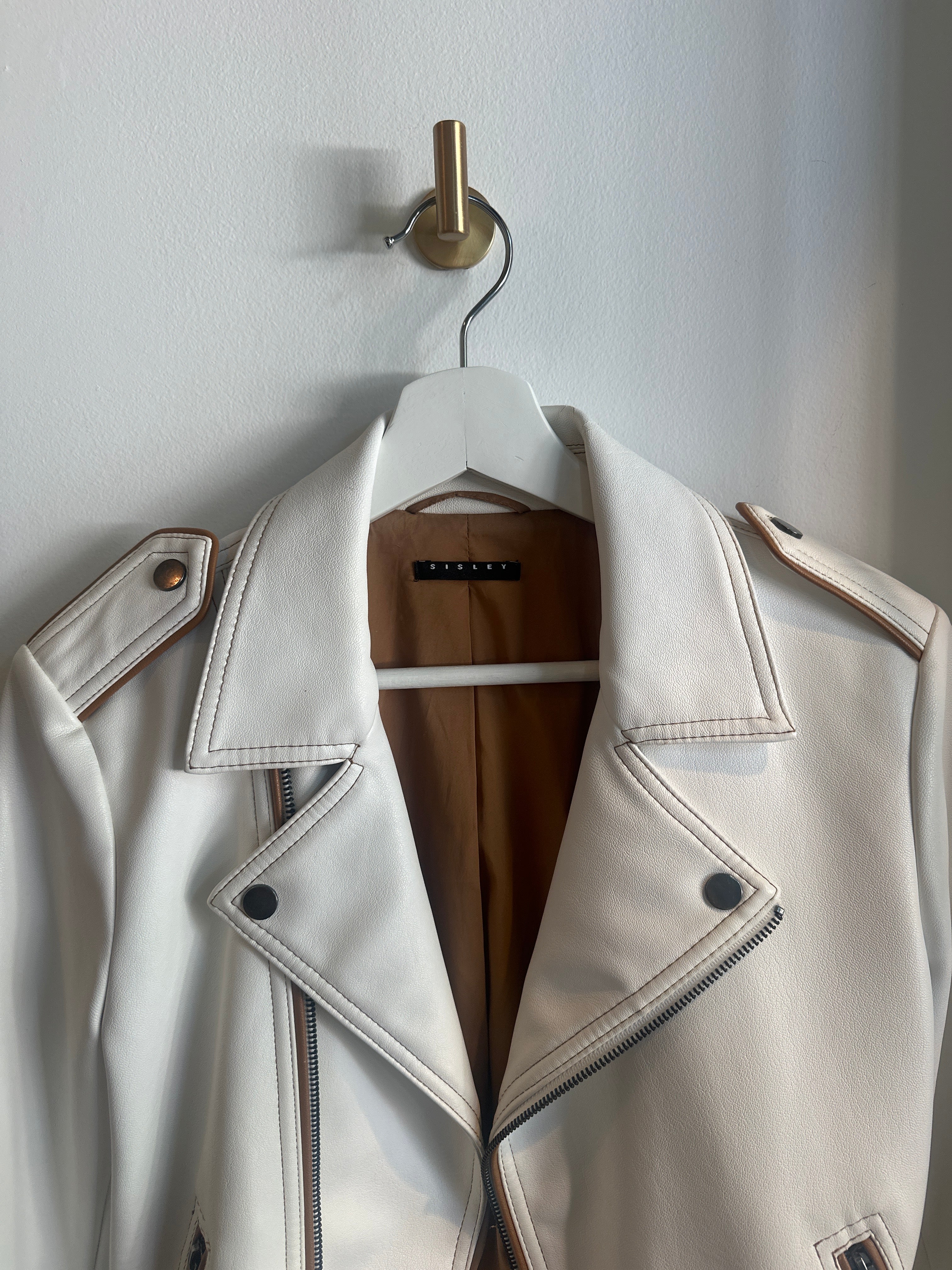 Sisley Cream Moto Jacket |Size 40/US 4