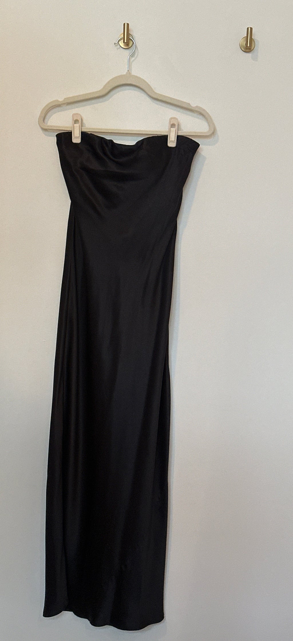Reformation Strapless Full Length Black Silk Dress Small