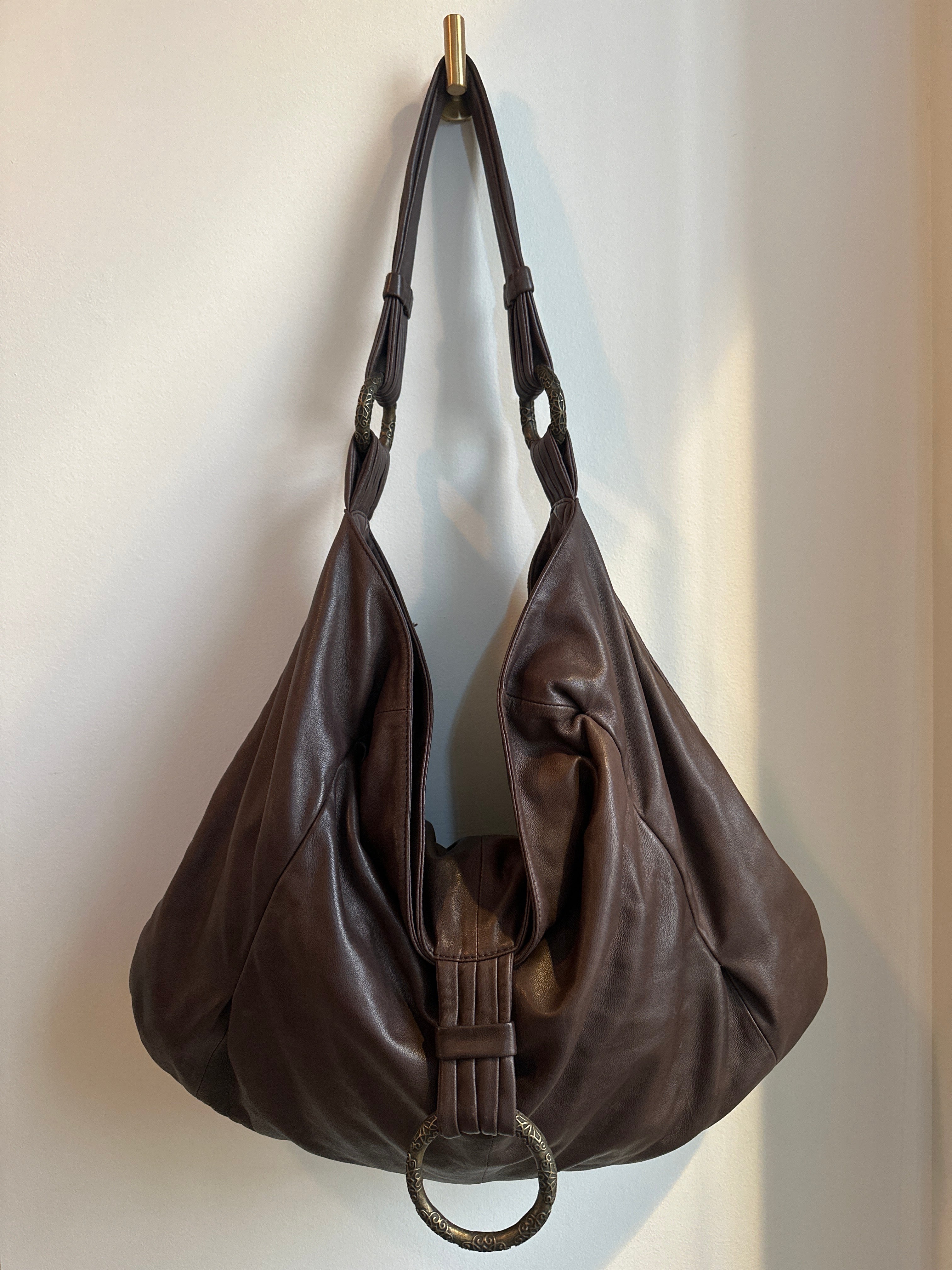 BCBG MAXAZRIA Boho Leather Shoulder Bag