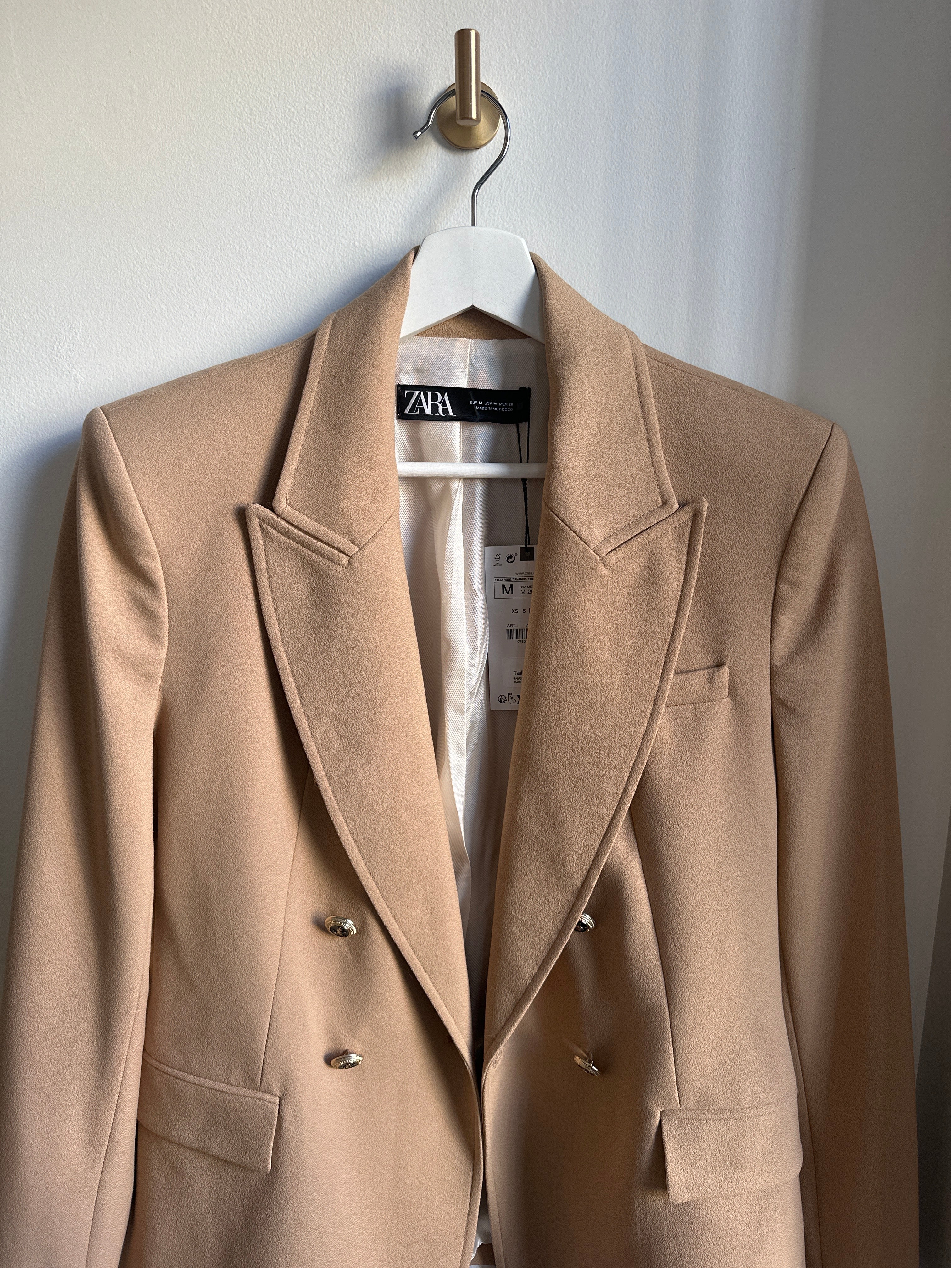 ZARA Camel Double-Breasted Blazer – Size M (BNWT)