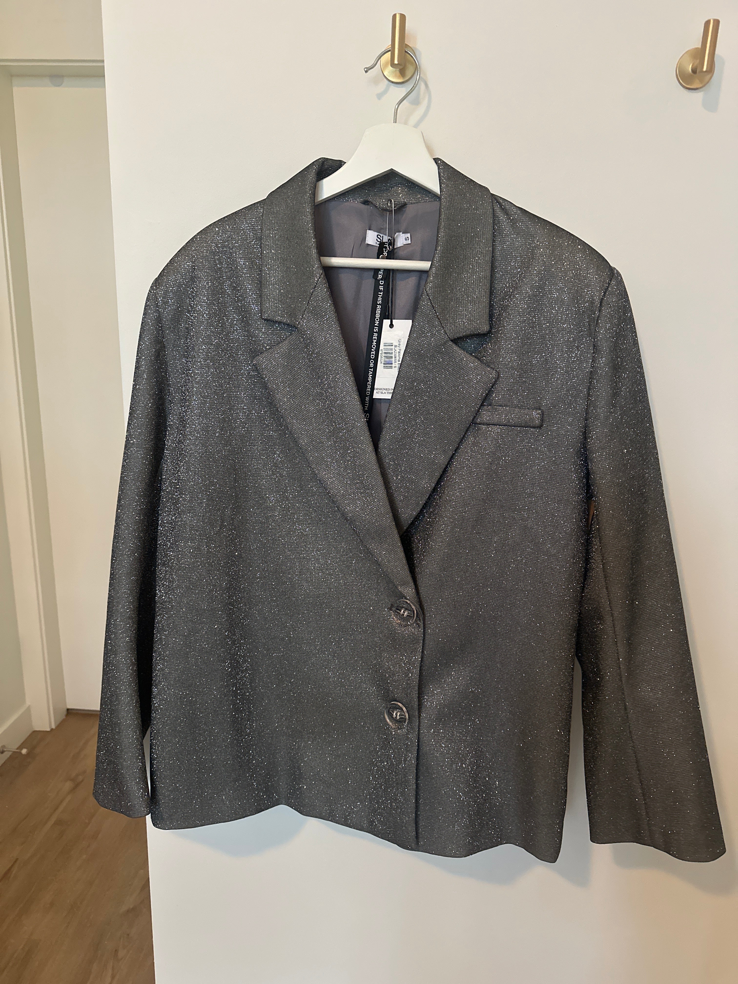 SLA The Label Gunmetal Metallic Blazer